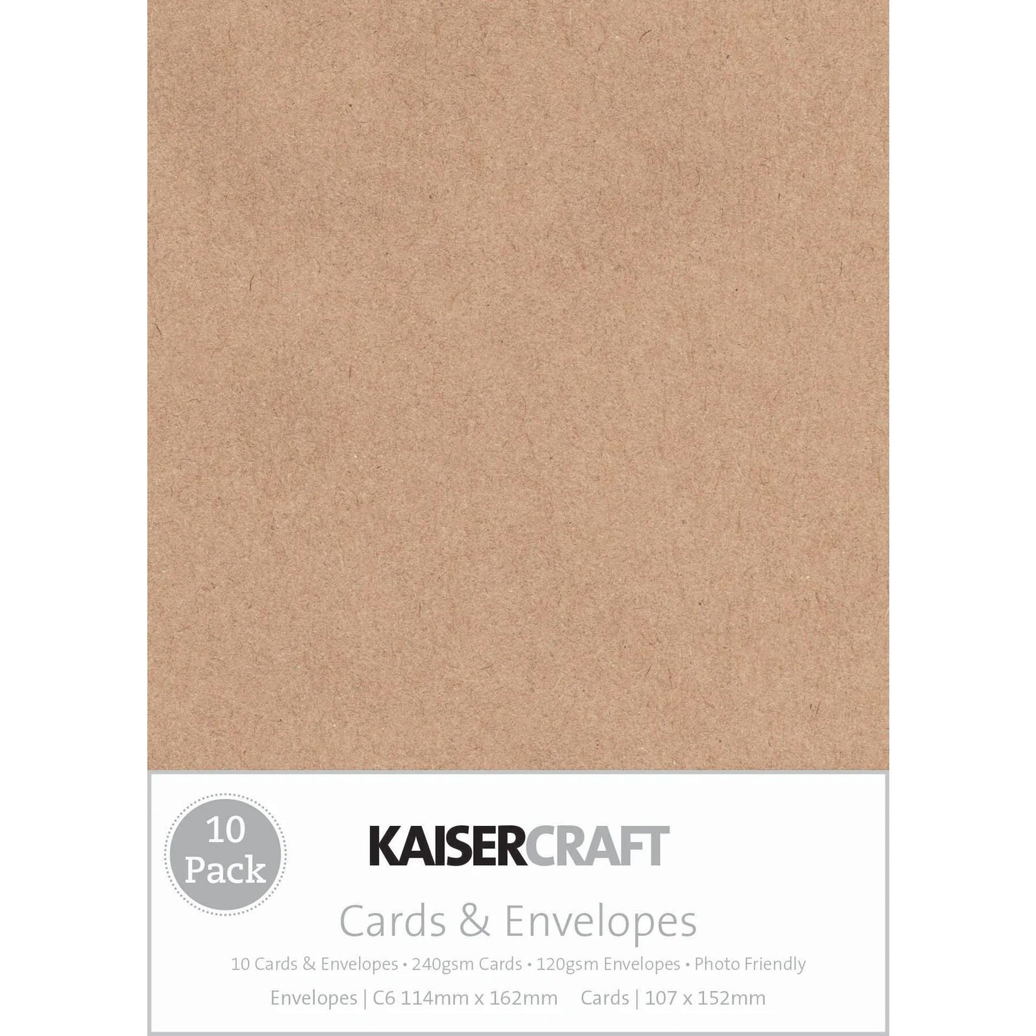 Kaisercraft Rectangle Cards & Envelopes - Kraft