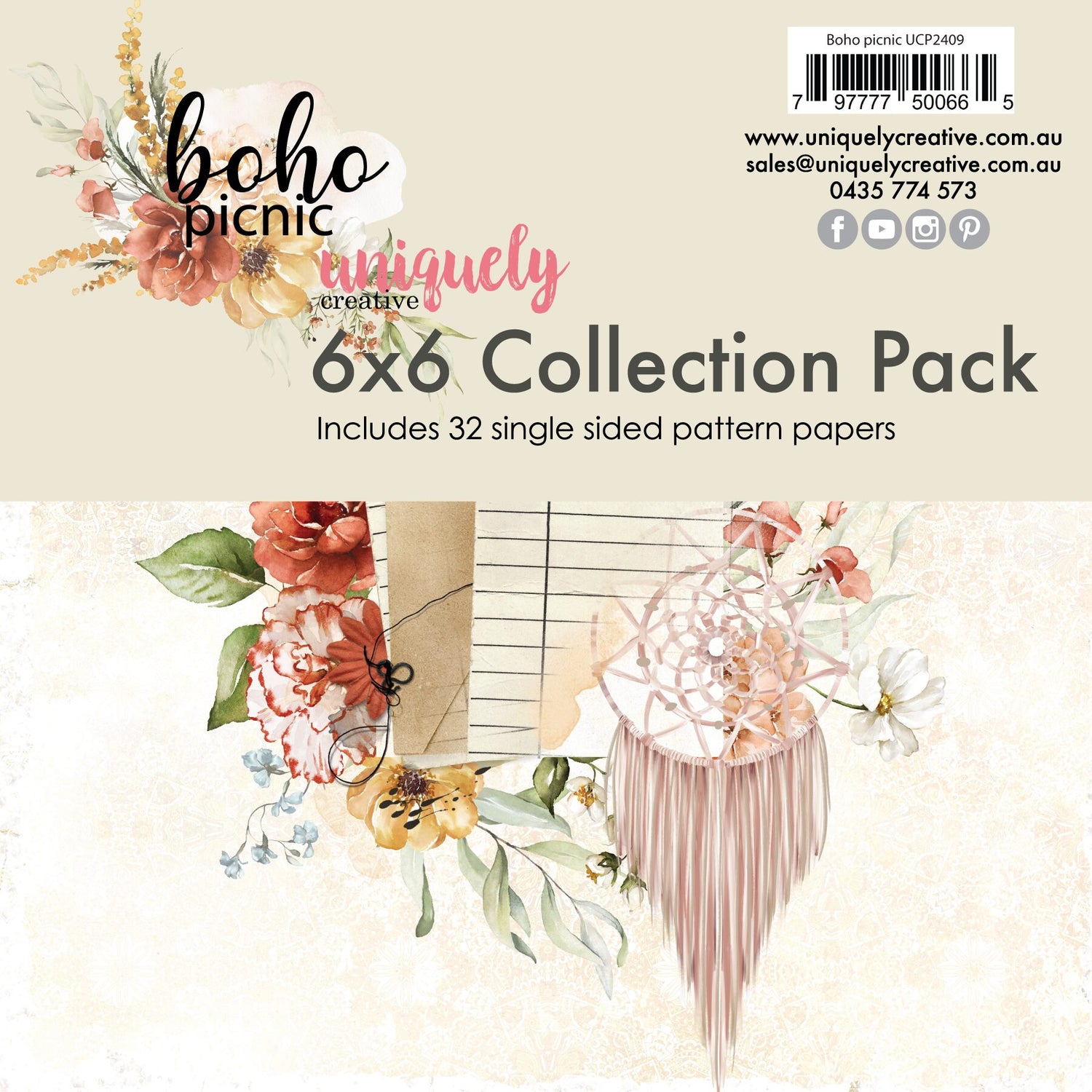 Uniquely Creative Boho Picnic - 6x6" Collection Pack (32 papers)