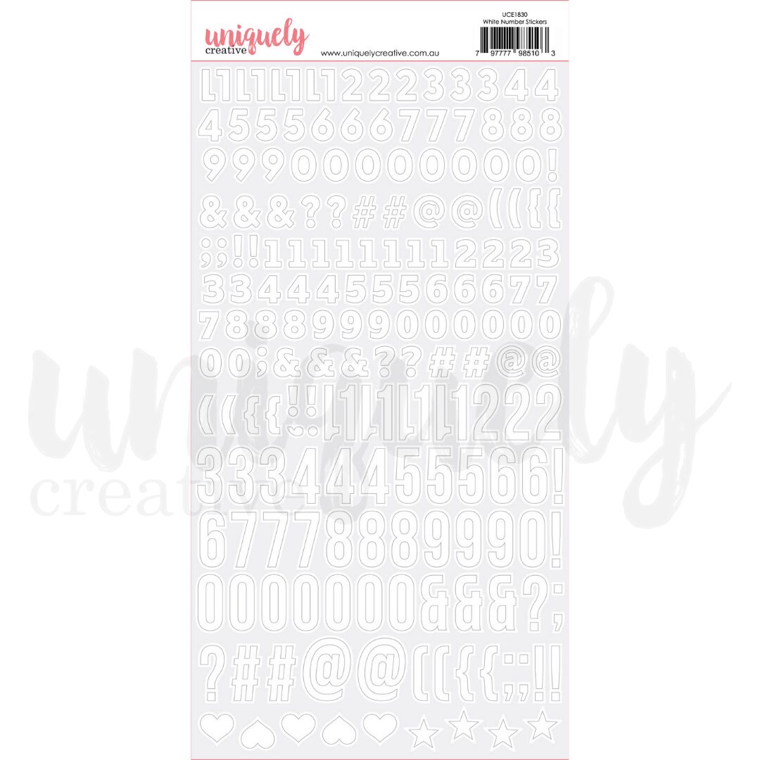 Uniquely Creative Stickers - Numbers (White)