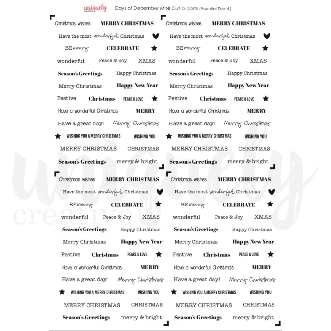 Uniquely Creative Cut-a-Part Mini Sheet - Days of December - Titles