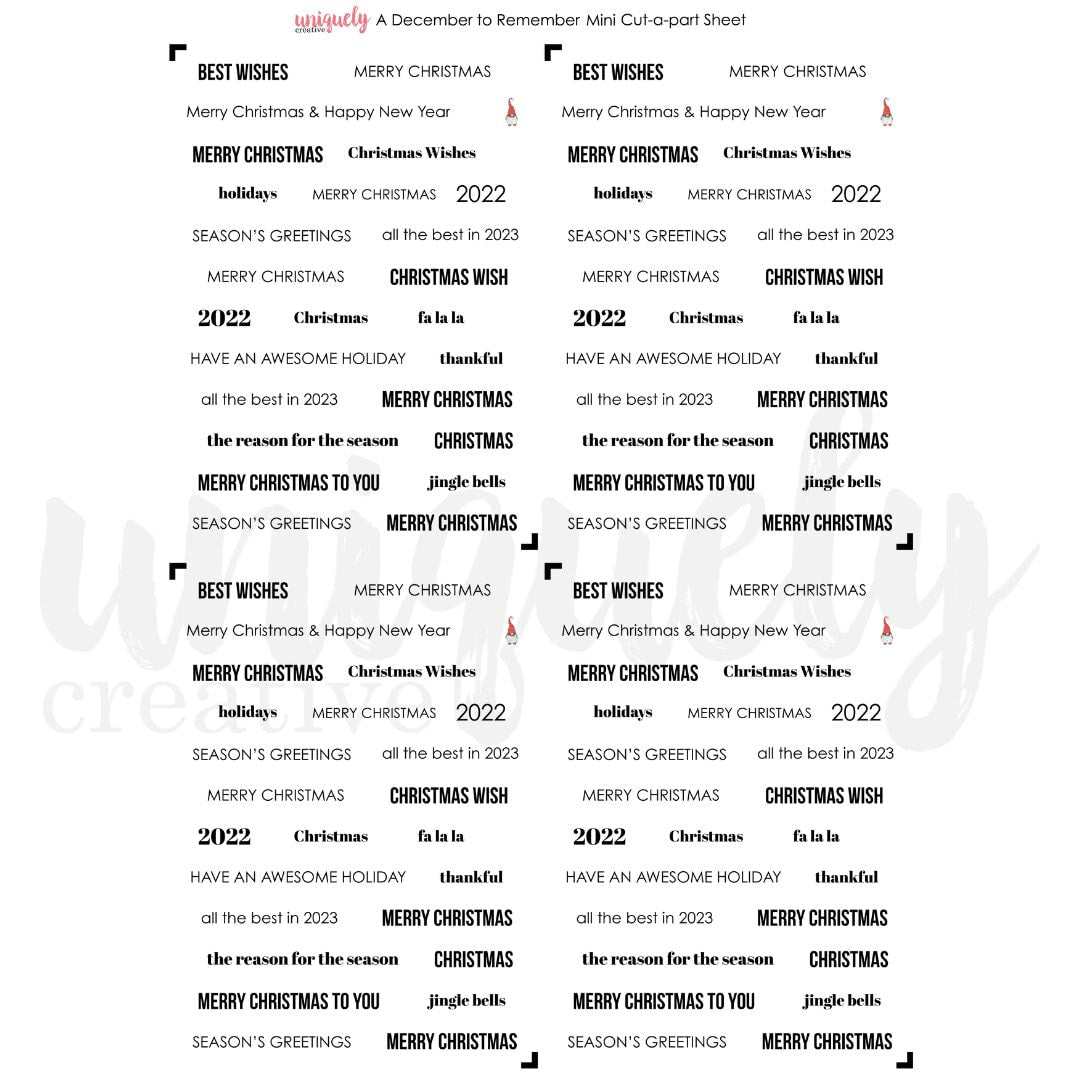 Uniquely Creative Cut-a-Part Mini Sheet - A December to Remember