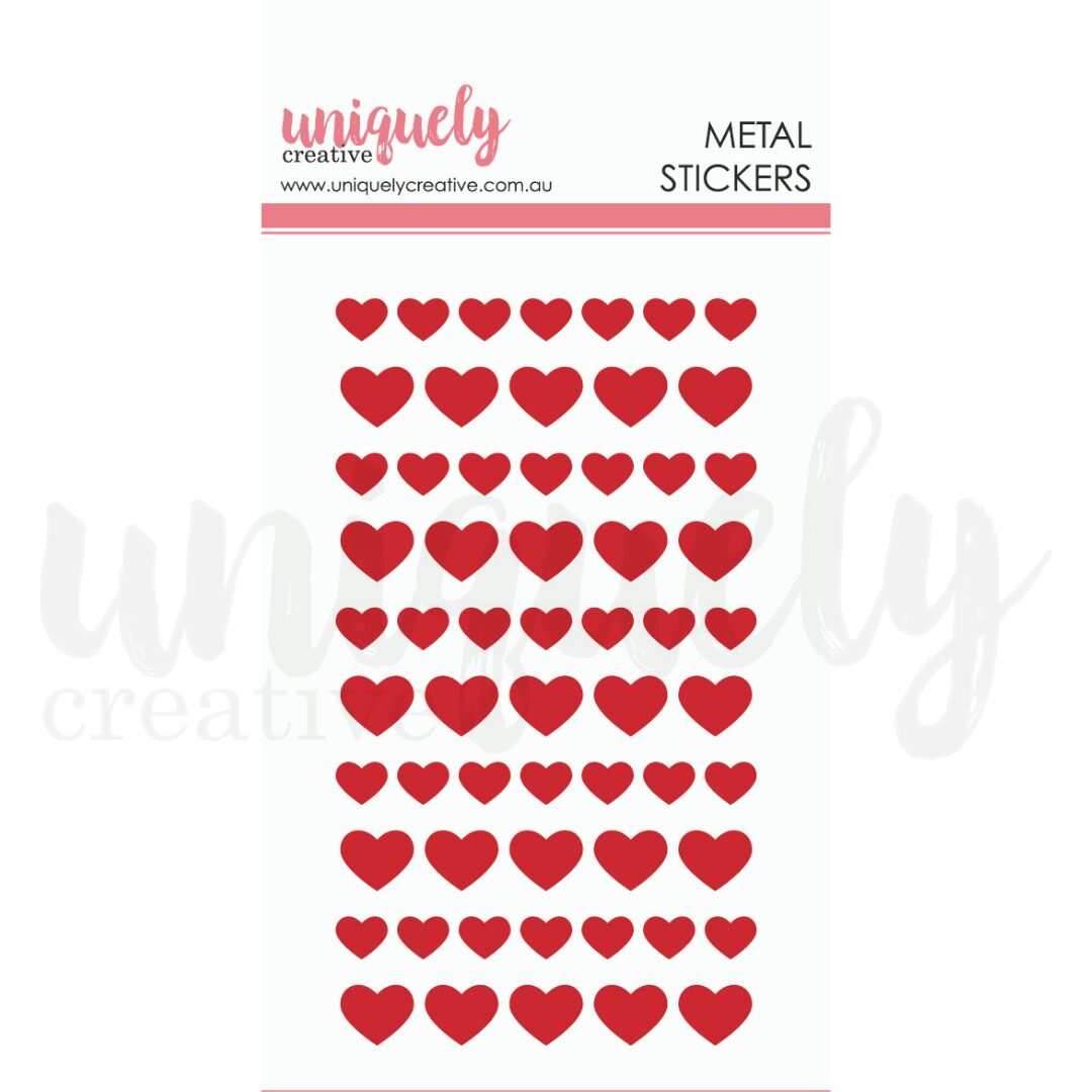 Uniquely Creative Stickers - Metal Hearts (Red)