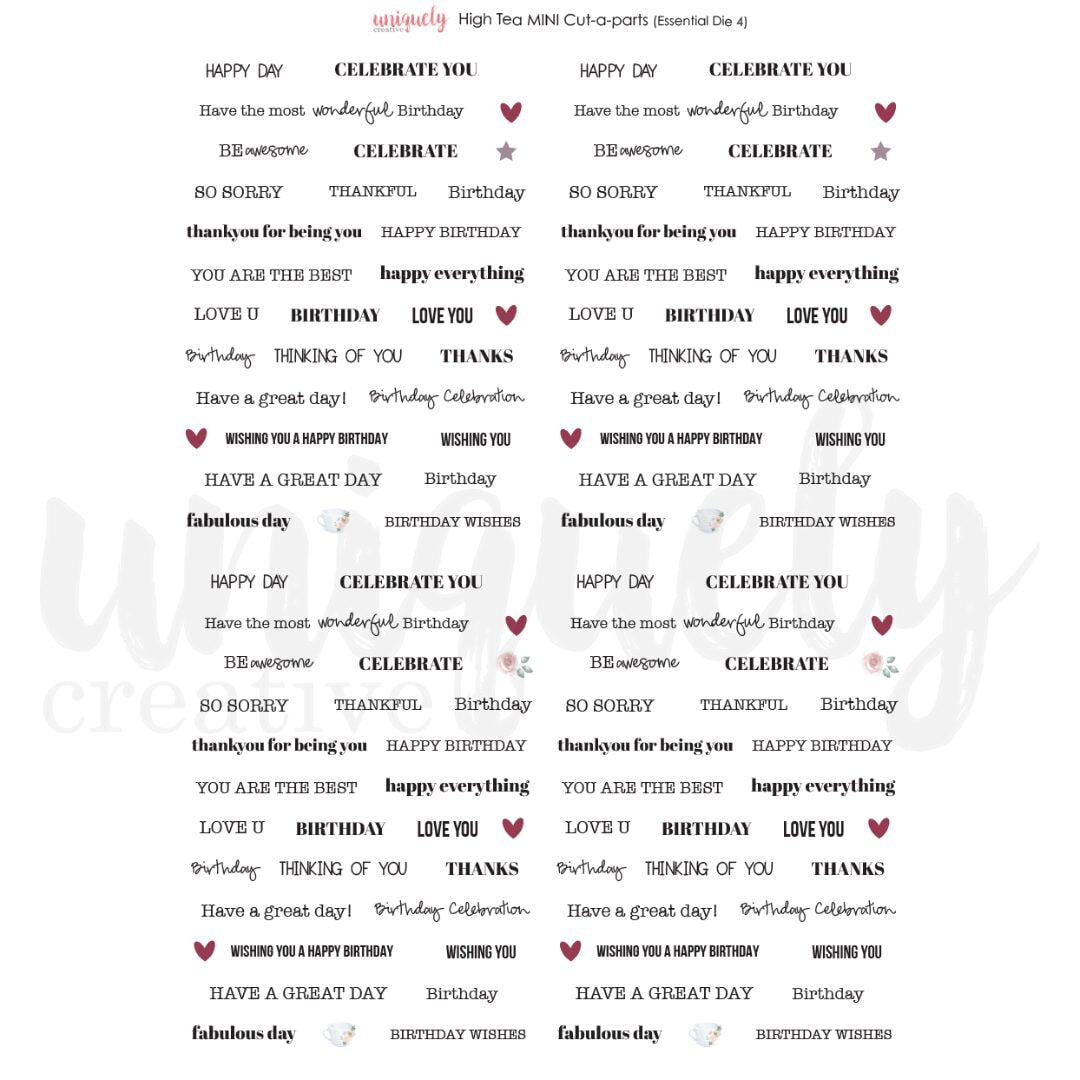 Uniquely Creative Cut-a-Part Mini Sheet - High Tea - Titles
