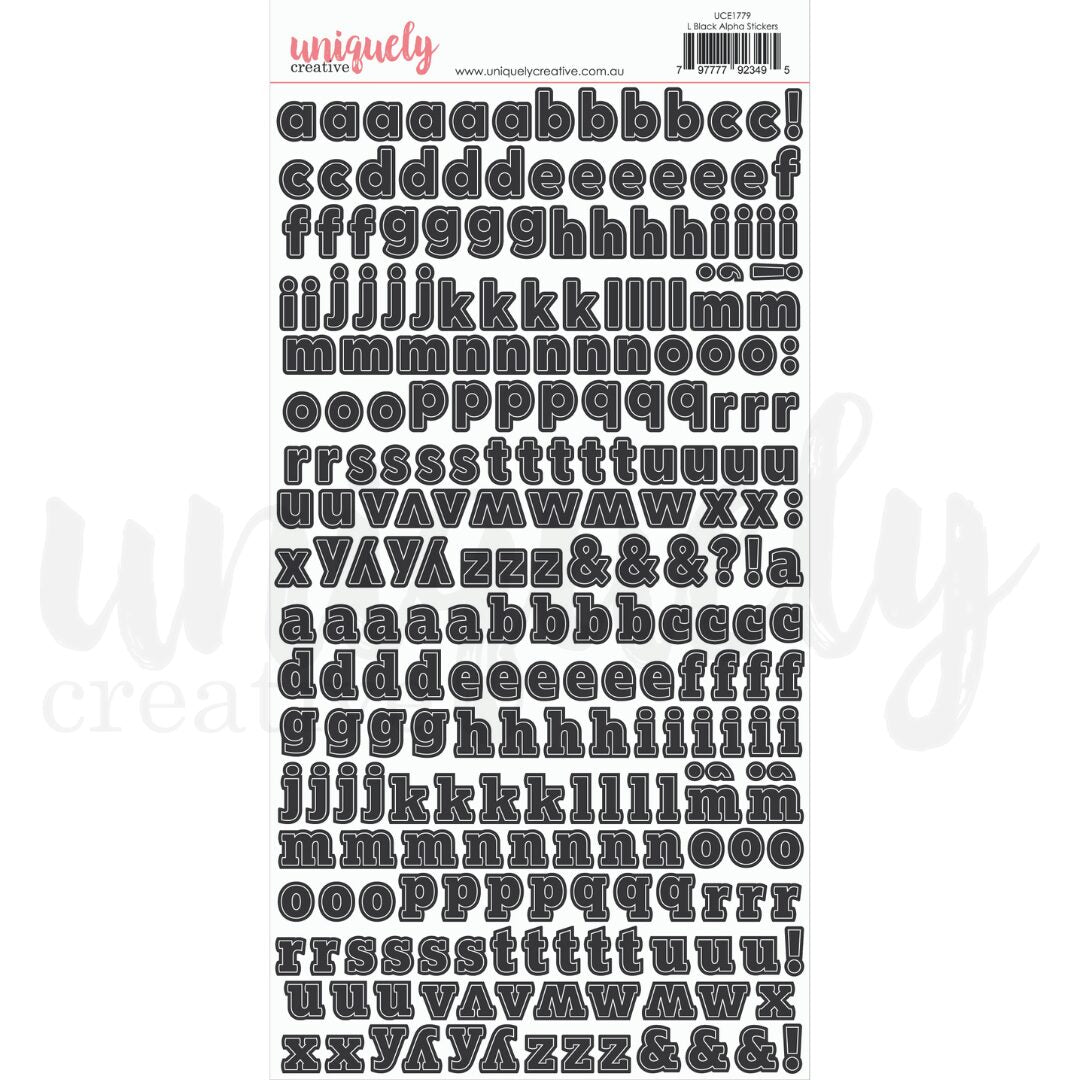 Uniquely Creative Stickers - Lower Alpha (Black)