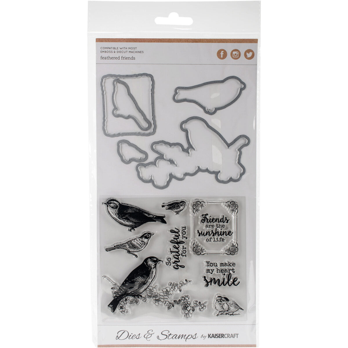 Kaisercraft Decorative Die & Stamp Set - Feathered Friends