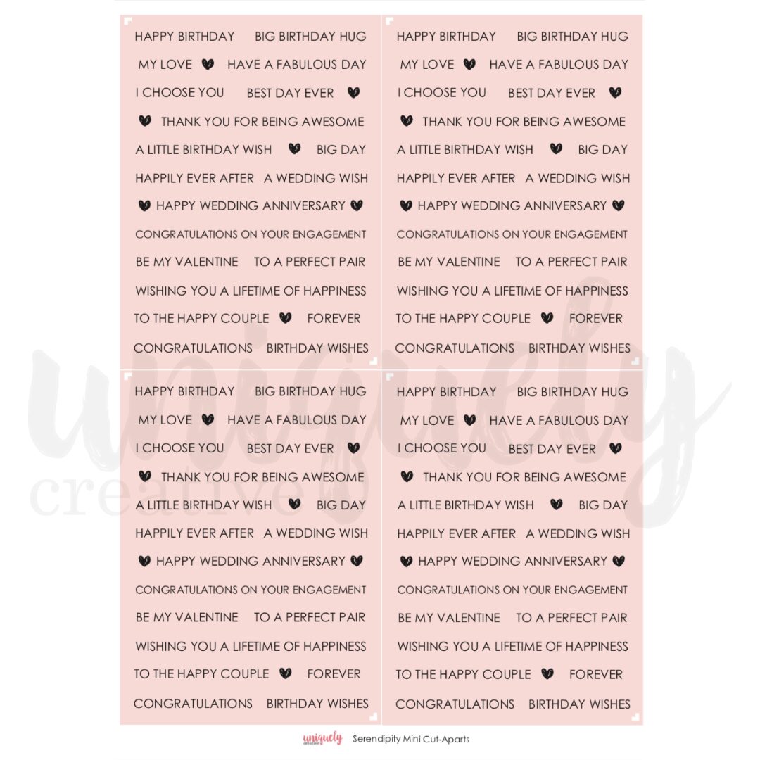 Uniquely Creative Cut-a-Part Mini Sheet - Serendipity