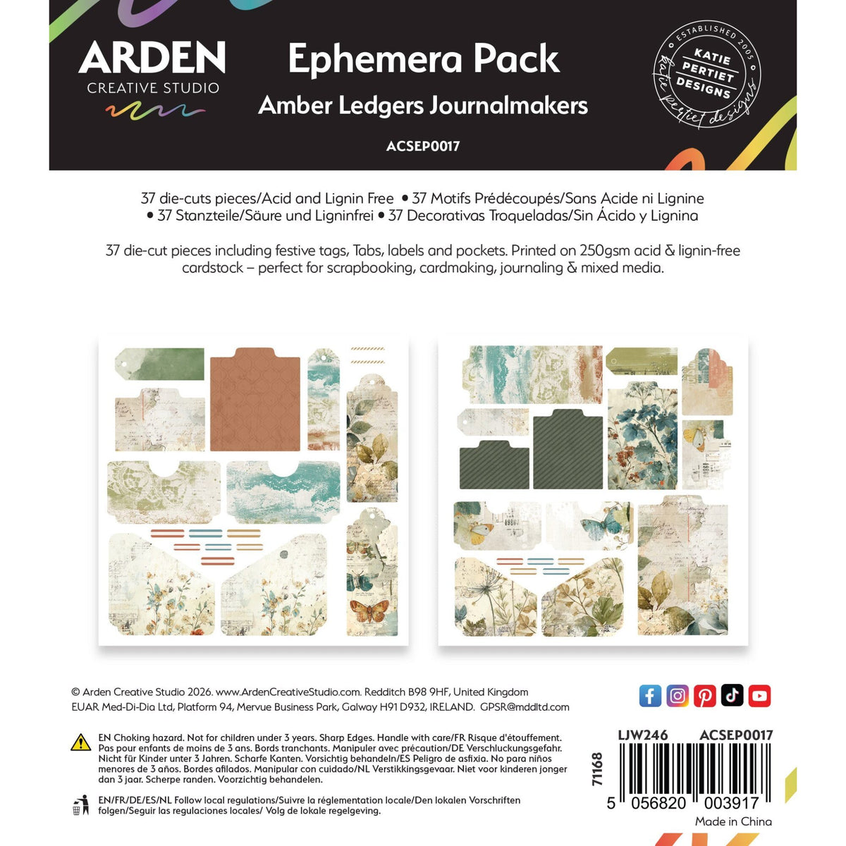 Arden Creative Studio Ephemera Pack - Amber Ledgers Journalmakers