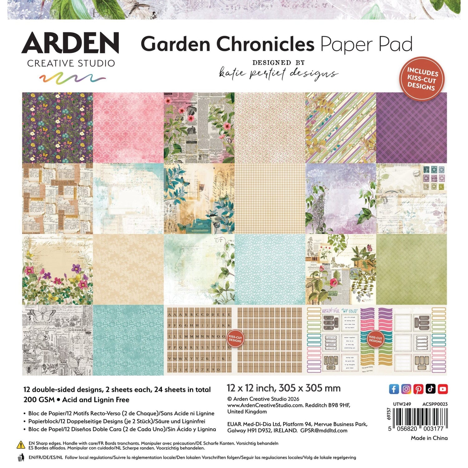 Arden Creative Studio 12x12" Paper Pad - Garden Chronicles - 24 Sheets