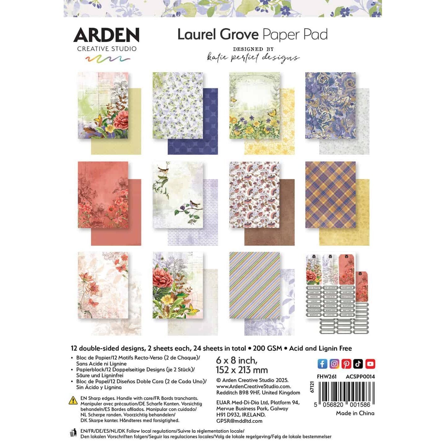 Arden Creative Studio Paper Pad 6x8" -  Laurel Grove