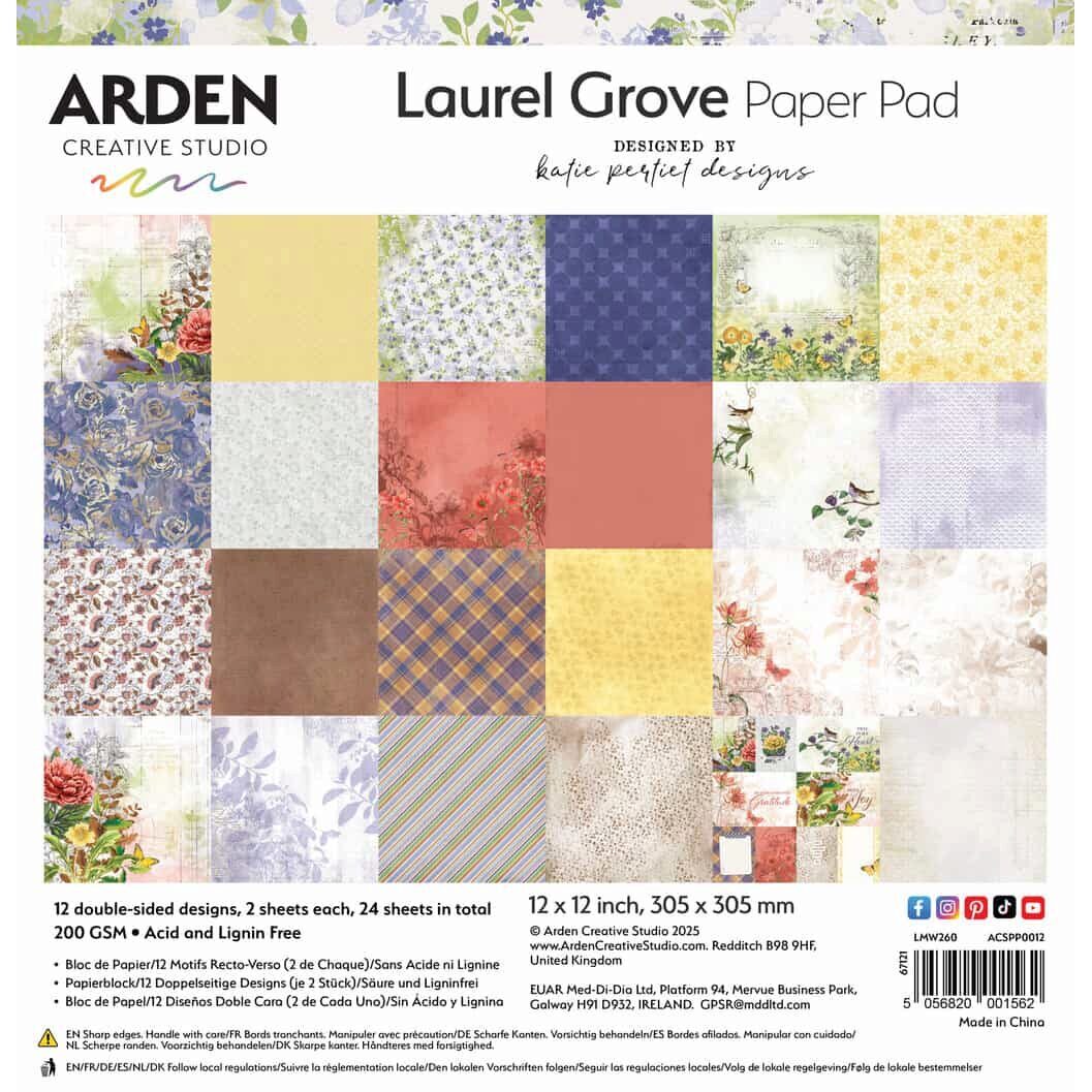 Arden Creative Studio 12x12" Paper Pad - Laurel Grove - 24 Sheets