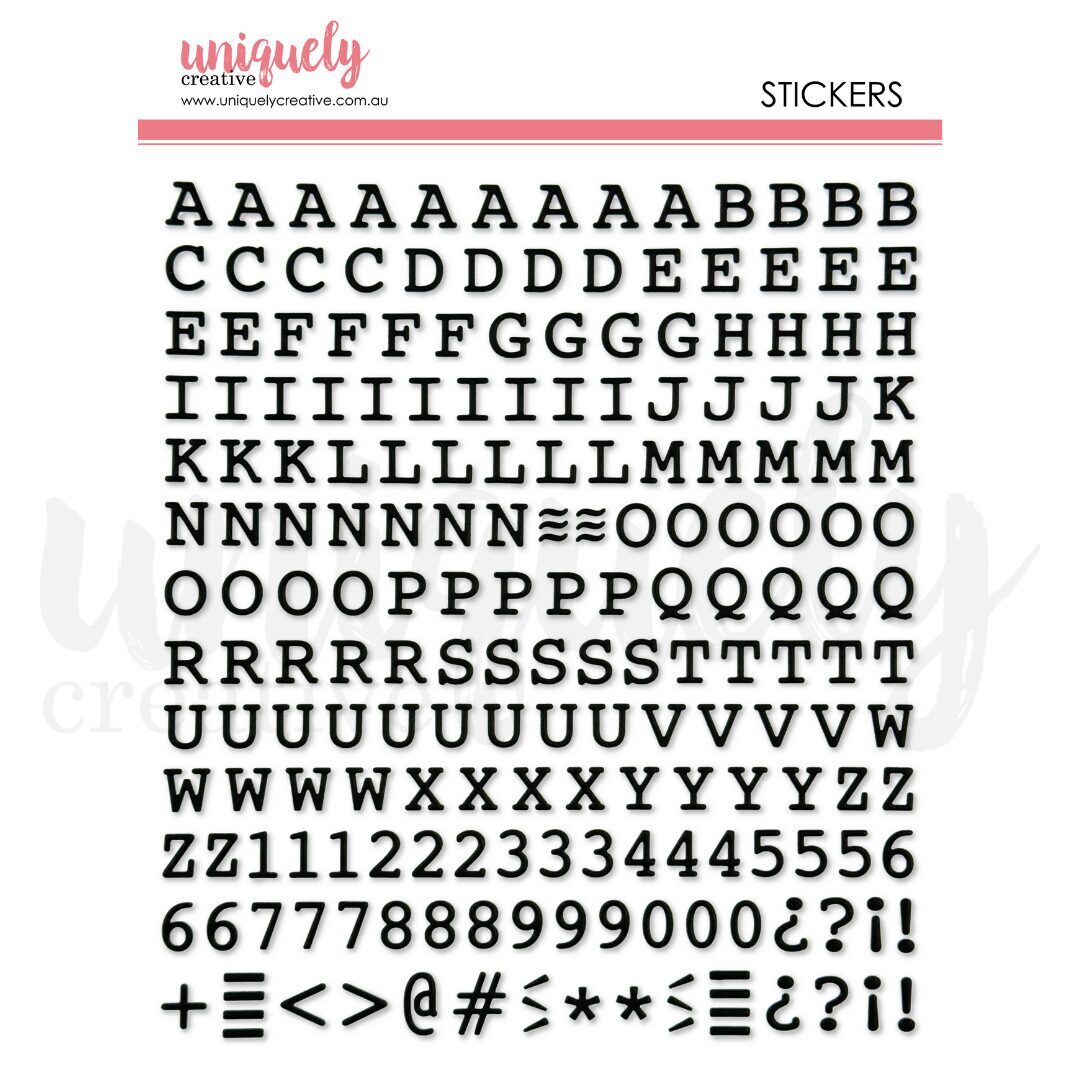 Uniquely Creative Stickers - Upper Alpha (Black)