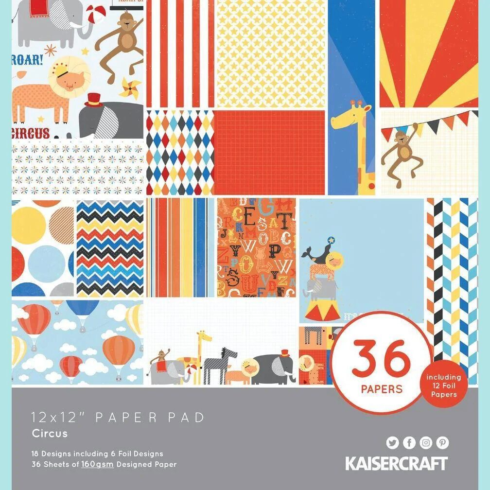 Kaisercraft 12x12" Paper Pad - Circus (36 papers)