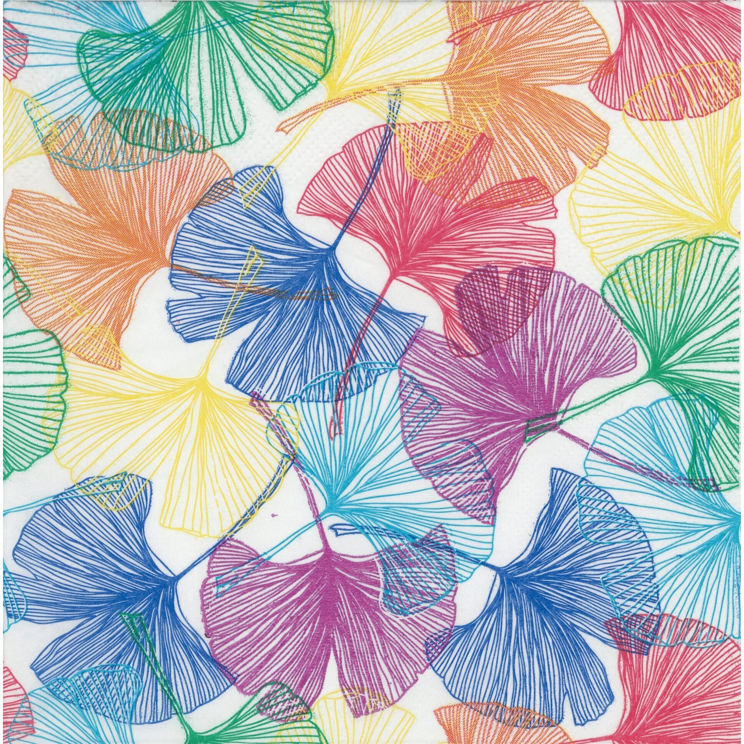 Accent Napkin/Serviette - Multi-colour Sketched Fronds