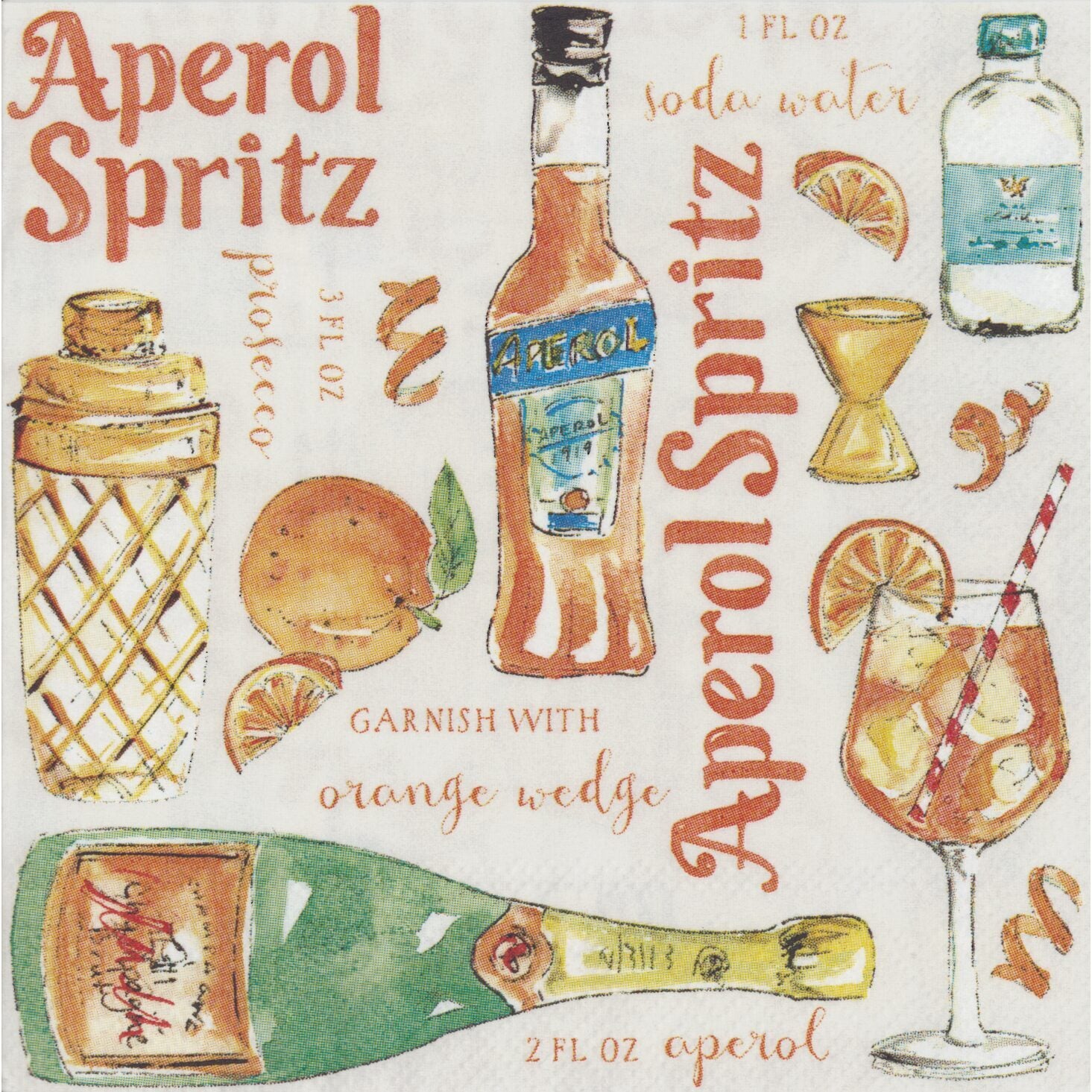 IHR Cocktail Napkin/Serviette - Aperol Spritz