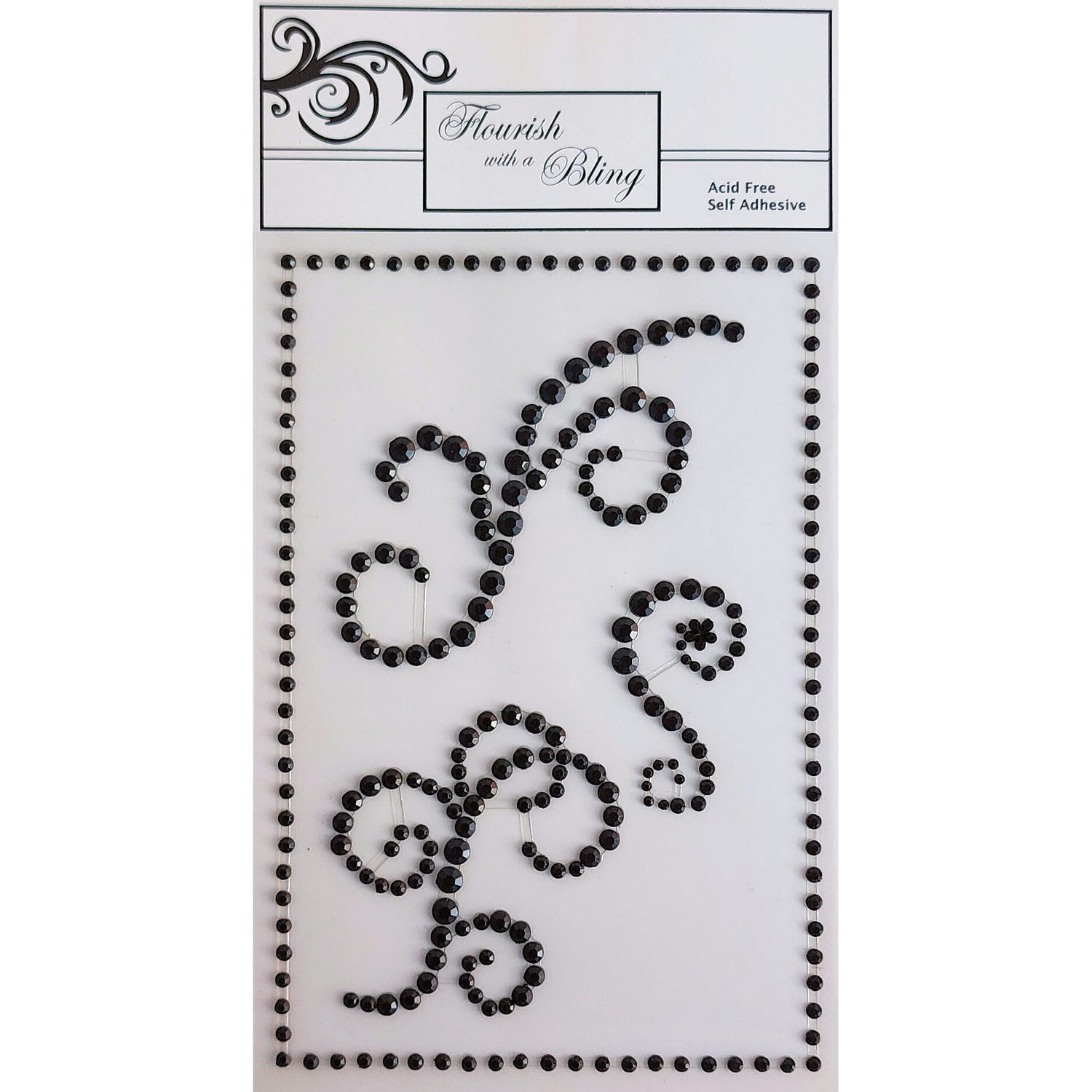 FWAB Bella Rhinestone Flourish - Black