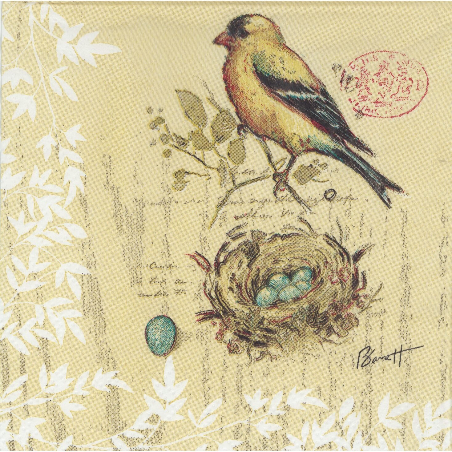 Cypress Home Cocktail Napkin/Serviette - Feathered Friends