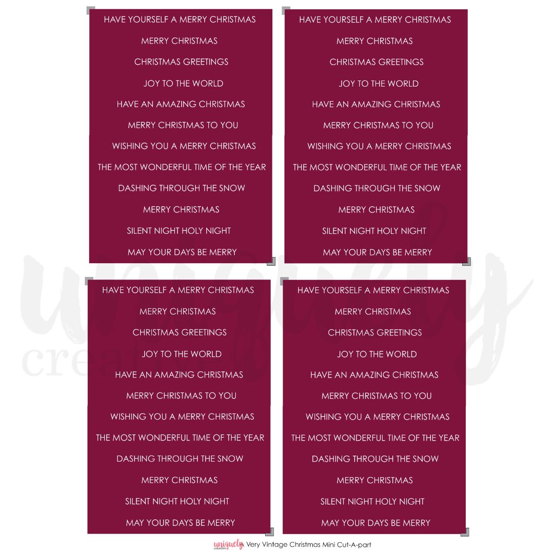 Uniquely Creative Cut-a-Part Mini Sheet - A Very Vintage Christmas