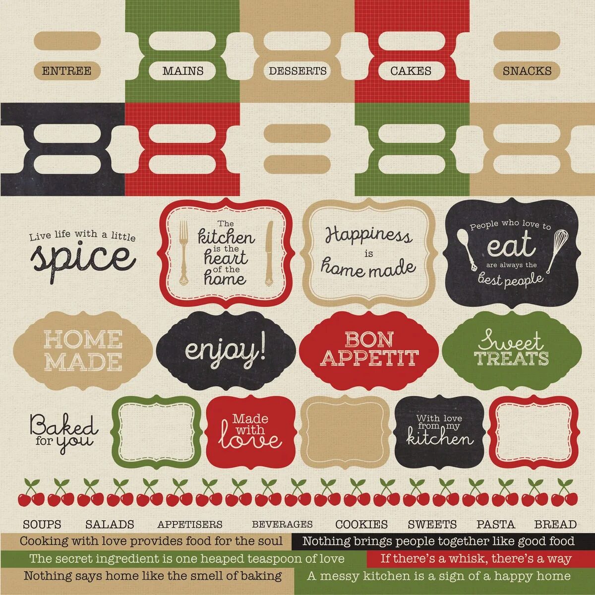 Kaisercraft 12x12" Sticker Sheet - Bon Appetit