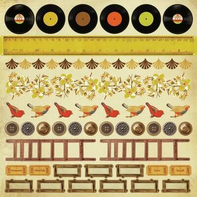 Kaisercraft 12x12" Sticker Sheet - In the Attic