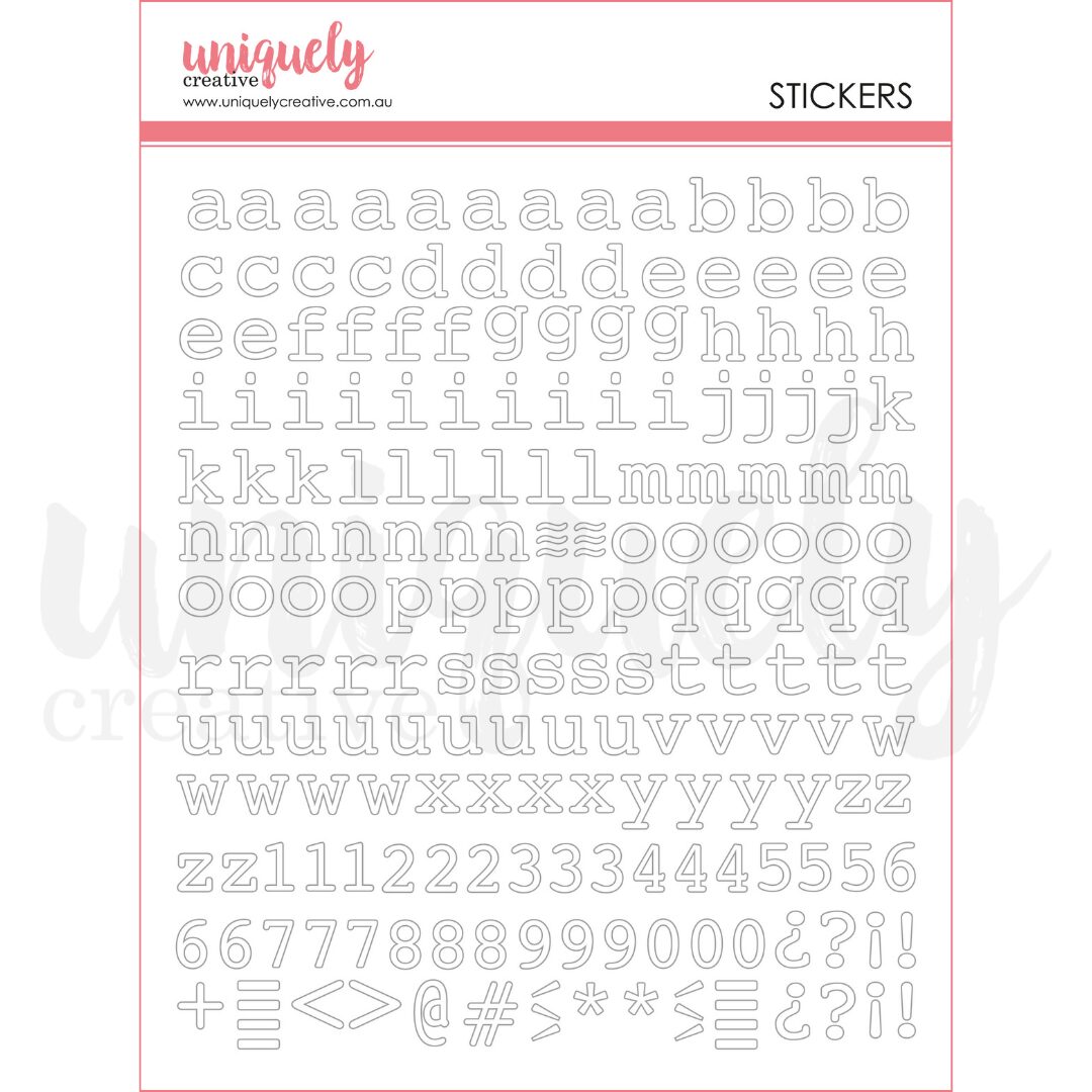 Uniquely Creative Puffy Stickers - Lower Alpha (White)
