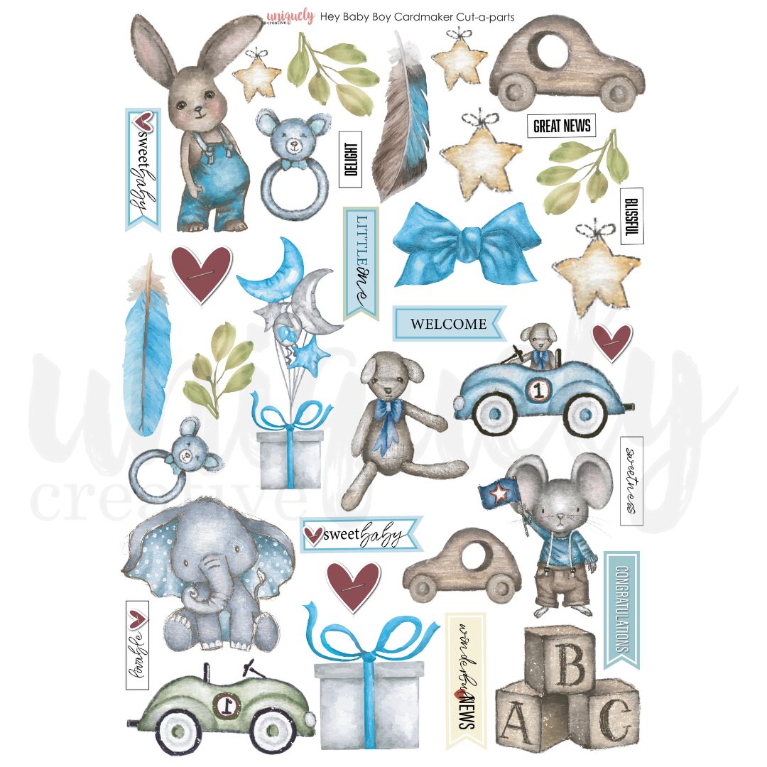 Uniquely Creative Cut-a-Part Sheet - Hey Baby Boy - Cardmaker