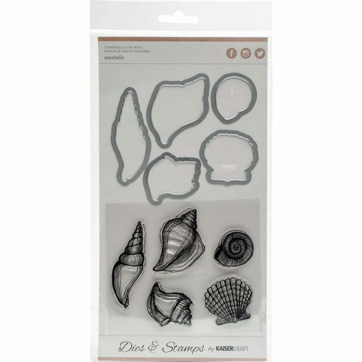 Kaisercraft Decorative Die & Stamp Set - Seashells