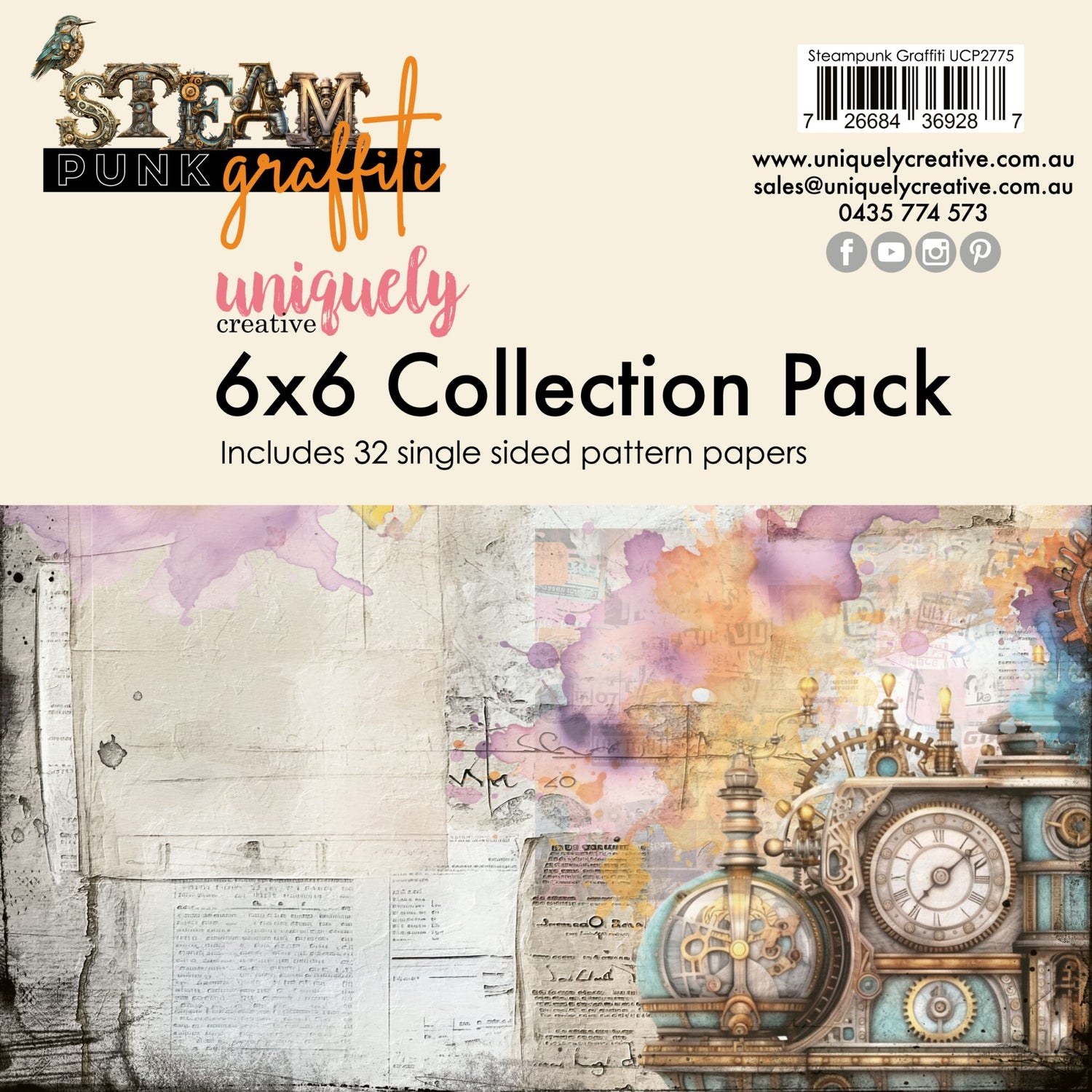 Uniquely Creative Steampunk Graffiti - 6x6" Collection Pack (32 papers)