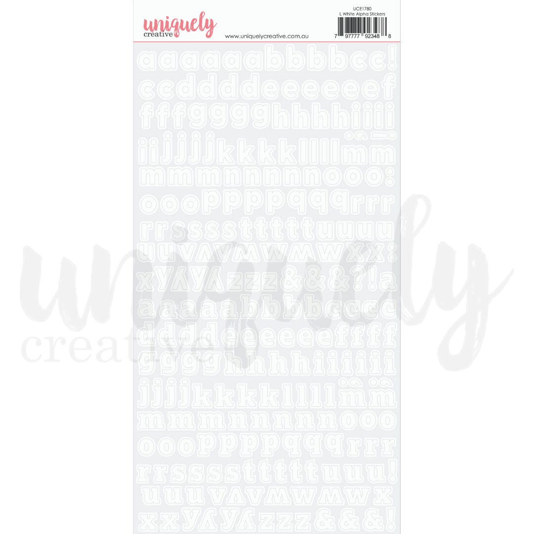 Uniquely Creative Stickers - Lower Alpha (White)