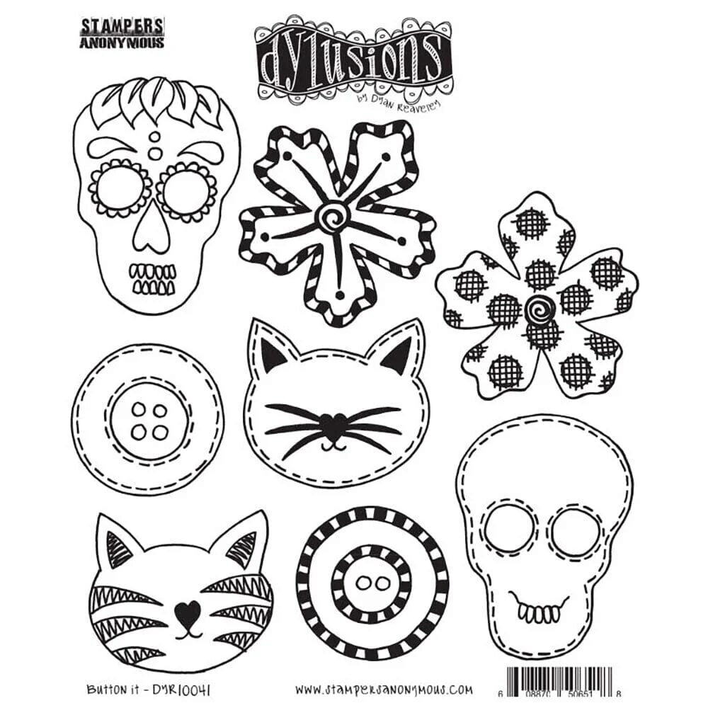 Dylusions Cling Mounted Stamps - Button It
