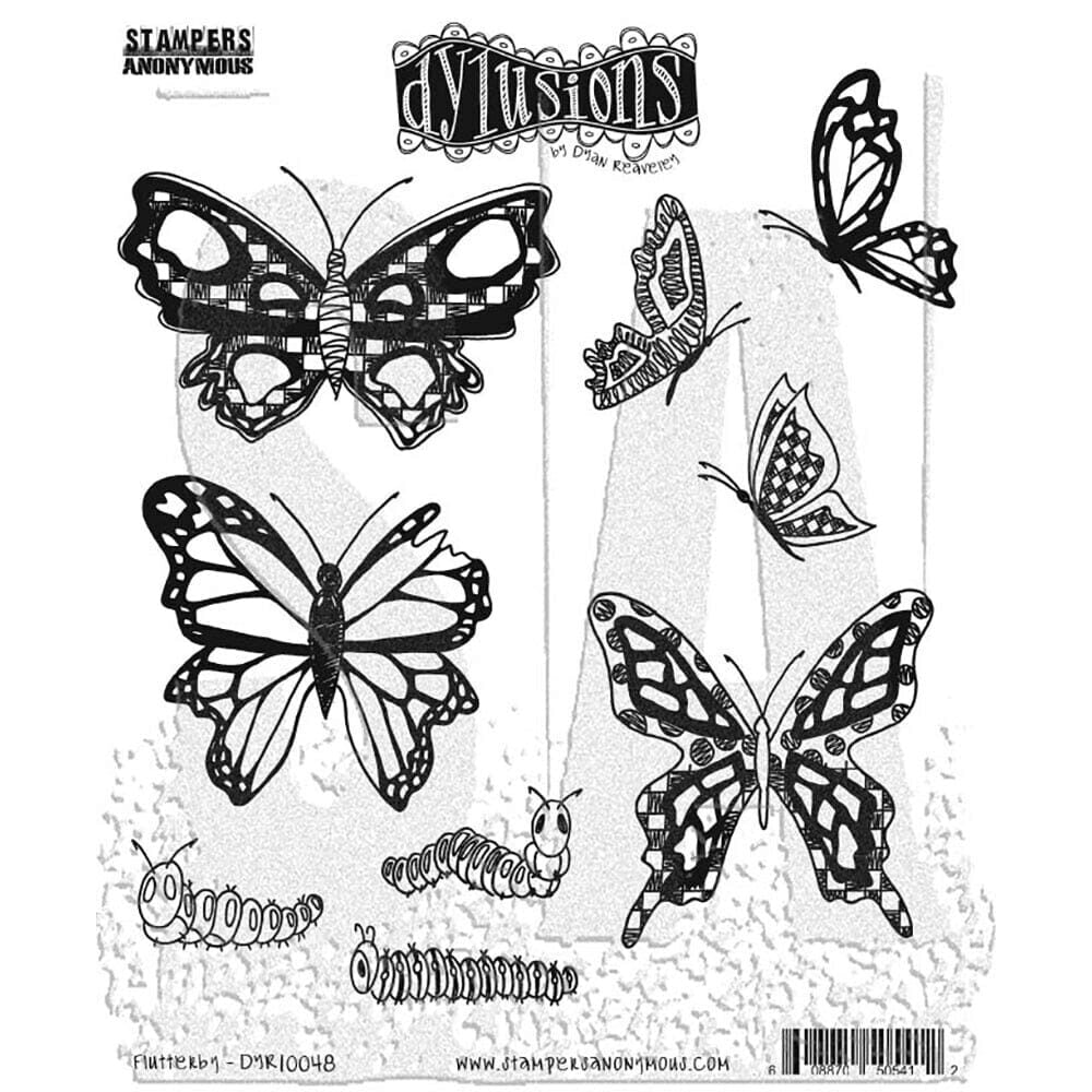 Dylusions Cling Mounted Stamps - Flutterby