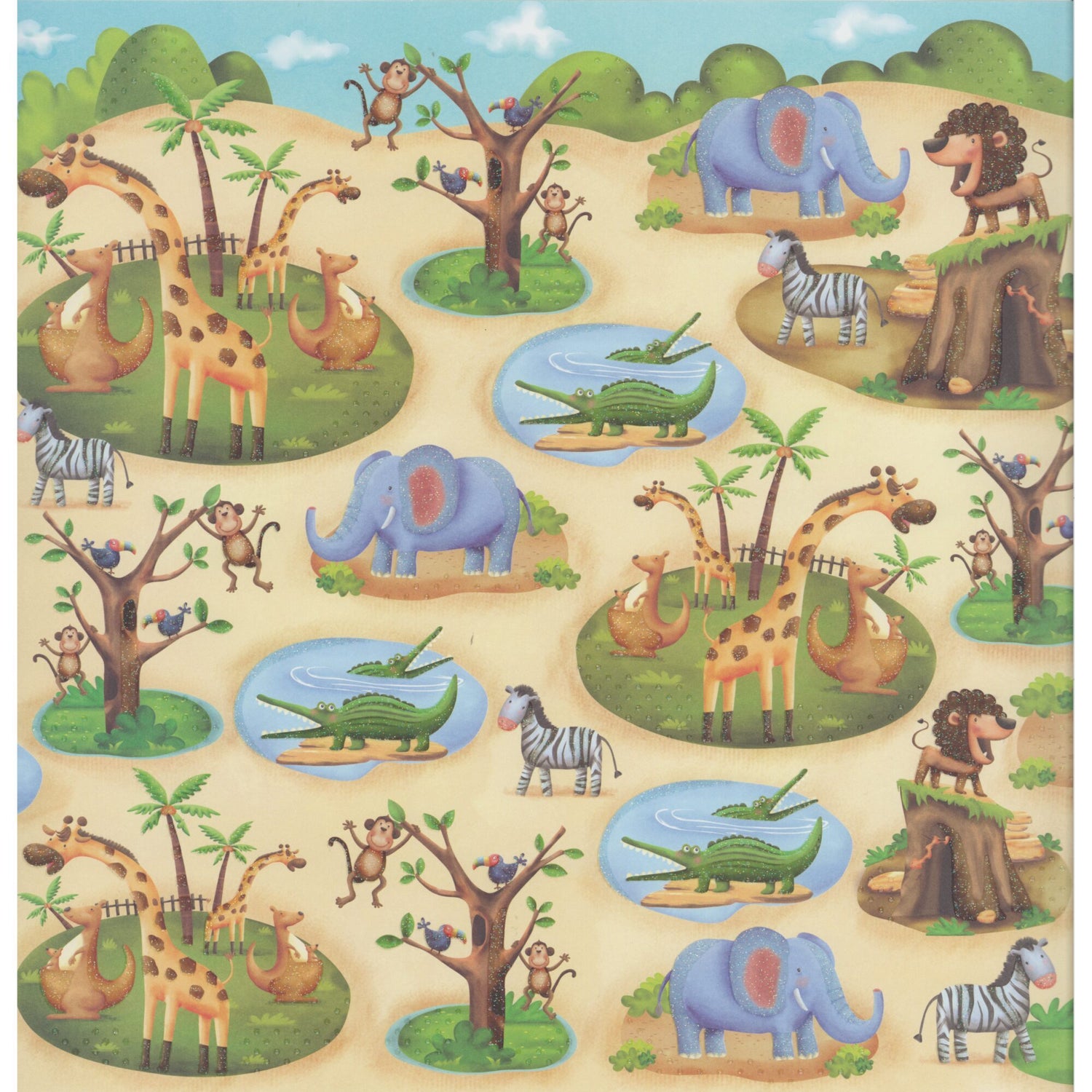 Art Stamps Australia 12x12" Speciality Paper - Day at the Zoo (Glitter)
