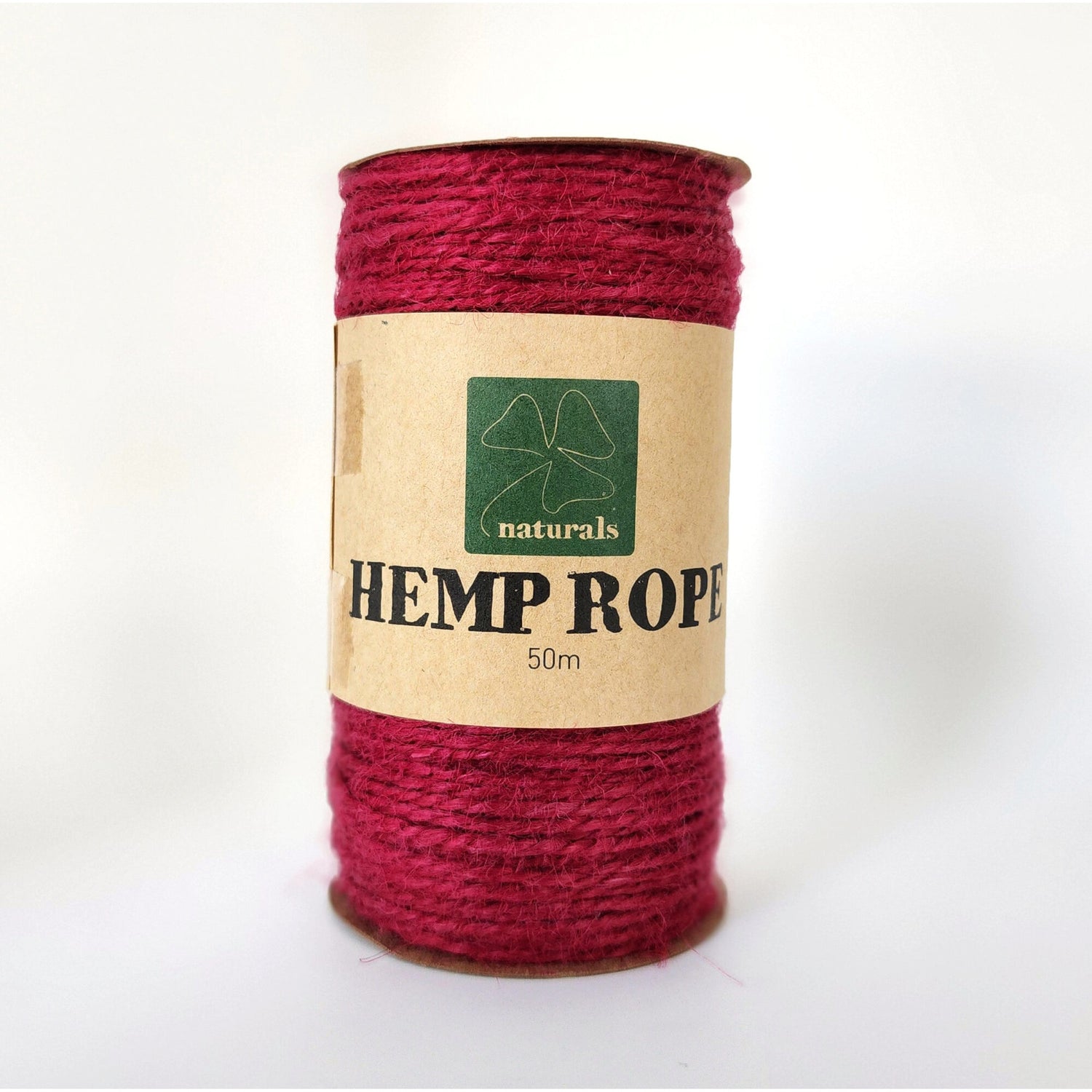 Shamrock Crafts Naturals Hemp Rope - 50m - Cranberry