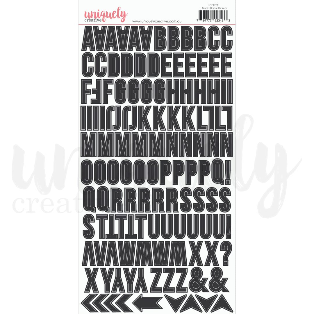 Uniquely Creative Stickers Upper Alpha - Black