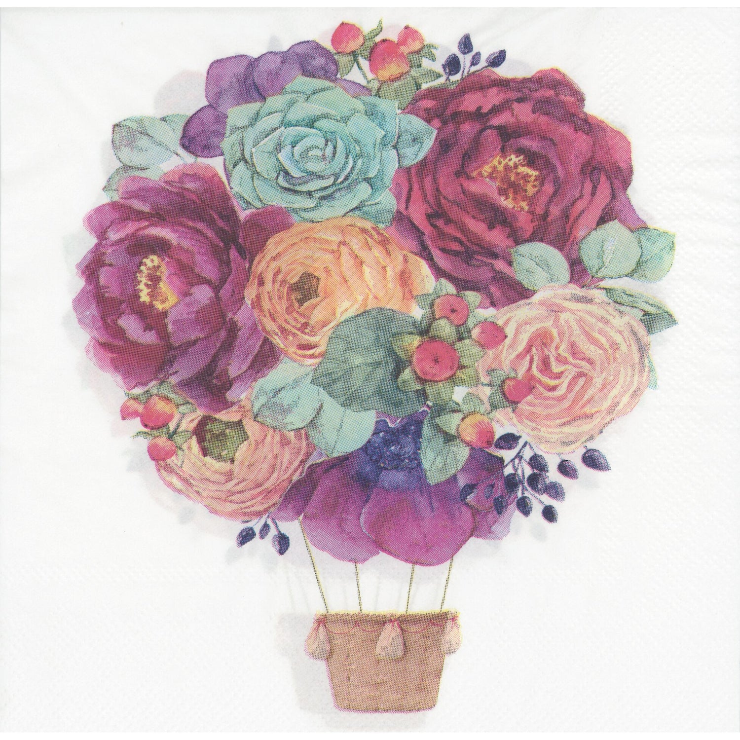 Accent Napkin/Serviette - Floral Hot Air Balloon