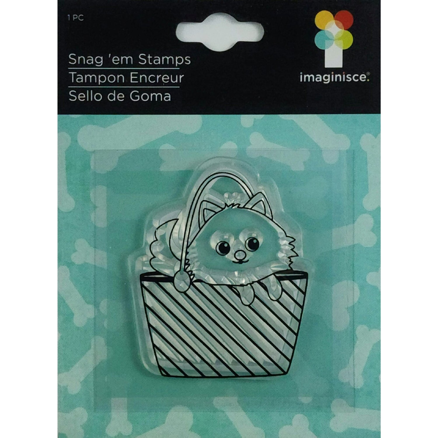 Imaginisce Acrylic Mini Stamp - Cat in Bag