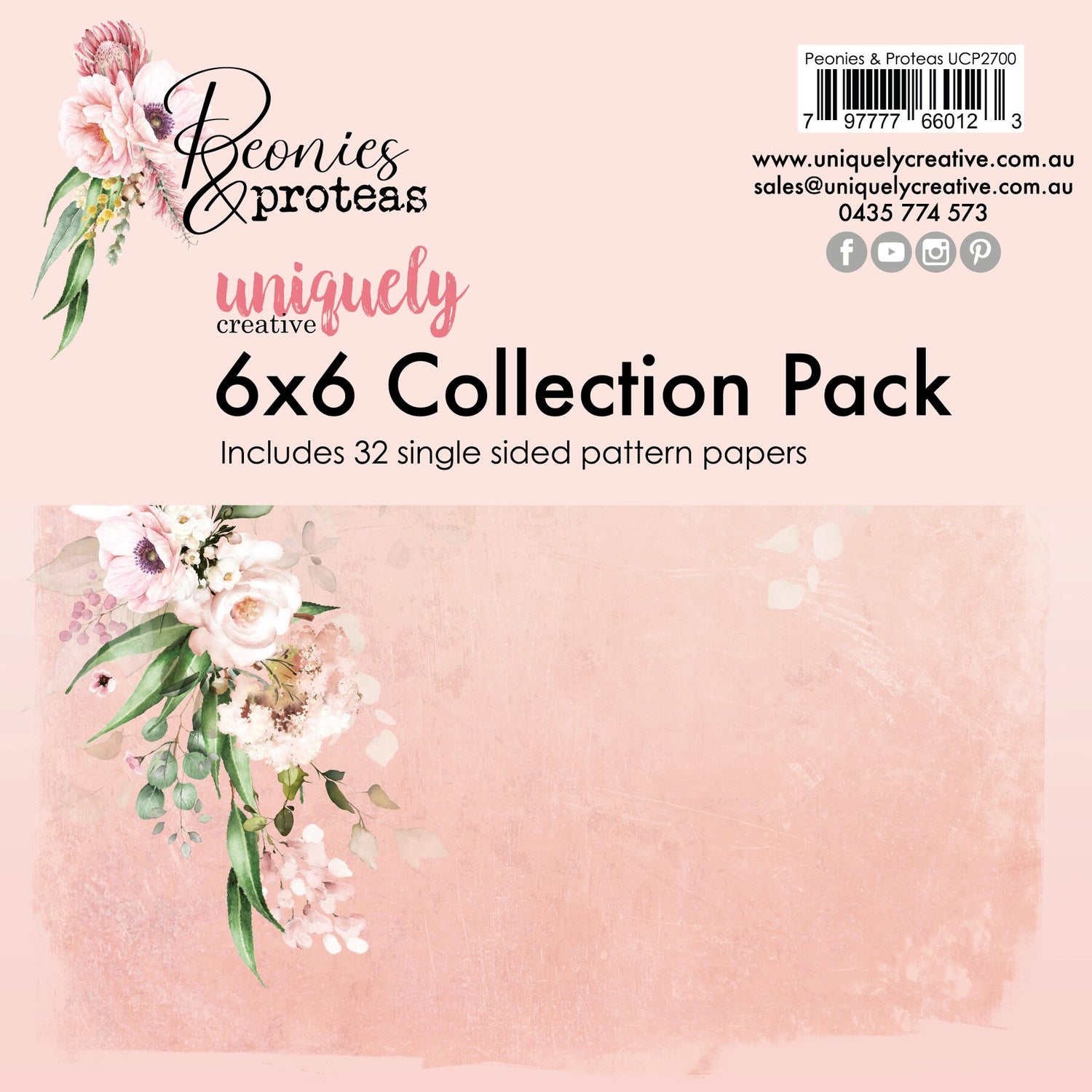 Uniquely Creative Peonies & Proteas - 6x6" Collection Pack (32 papers)