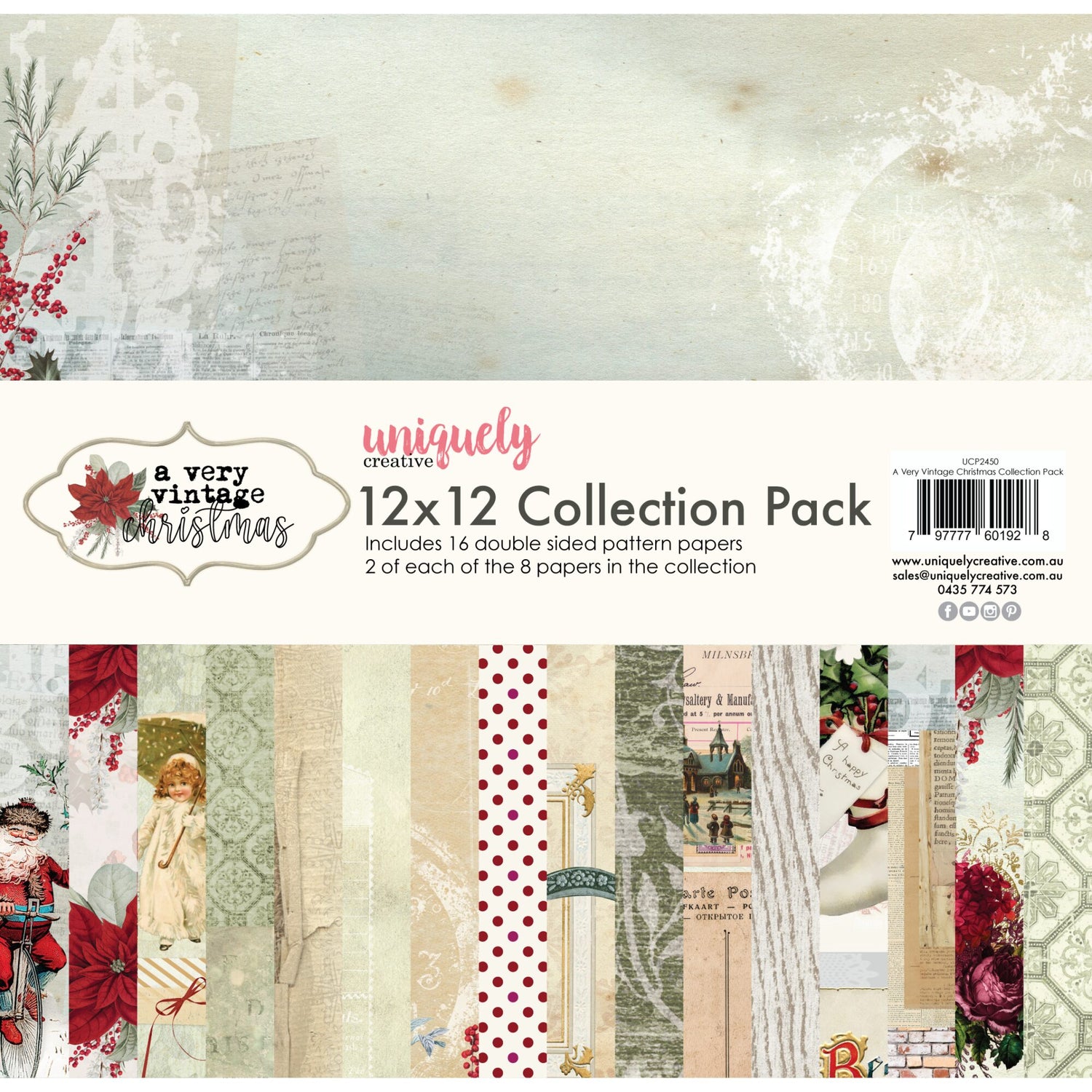 Uniquely Creative A Very Vintage Christmas - 12x12" Collection Pack (16 papers)