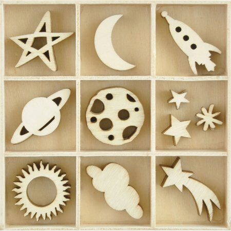 Kaisercraft Wooden Flourish Pack - Star & Moon