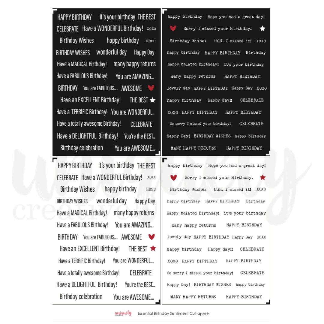 Uniquely Creative Cut-a-Part Mini Sheet - Essential Birthday