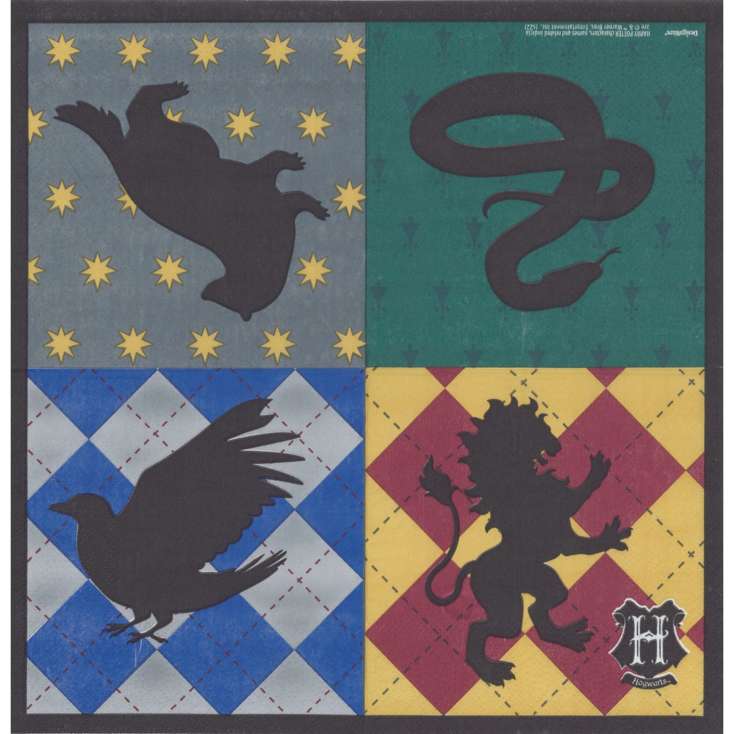 Designware Cocktail Napkin/Serviette - Hogwarts House Crest Animals