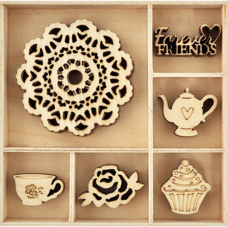 Kaisercraft Wooden Flourish Pack - Tea Party