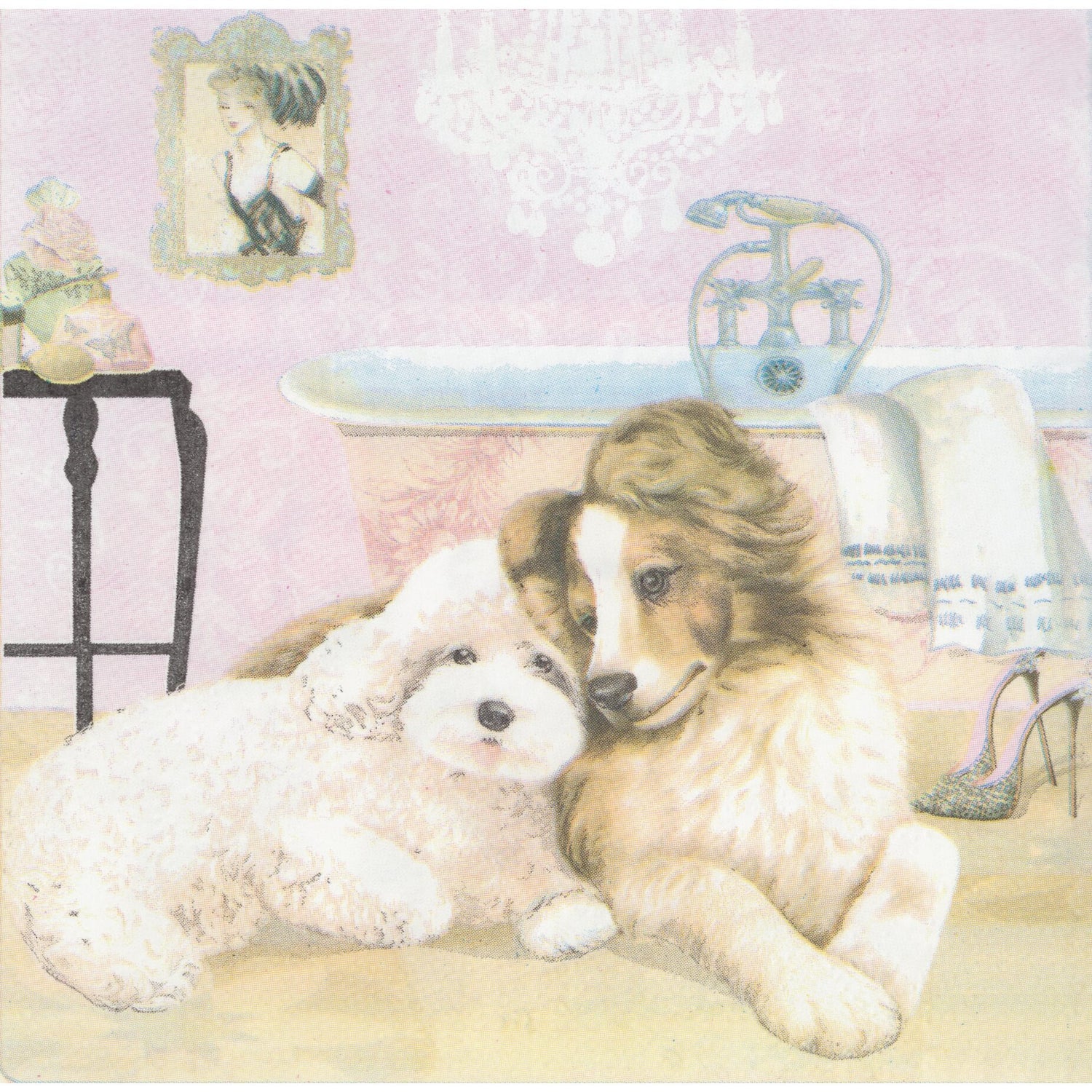 Summer River Napkin/Serviette - Dogs at Bathtime