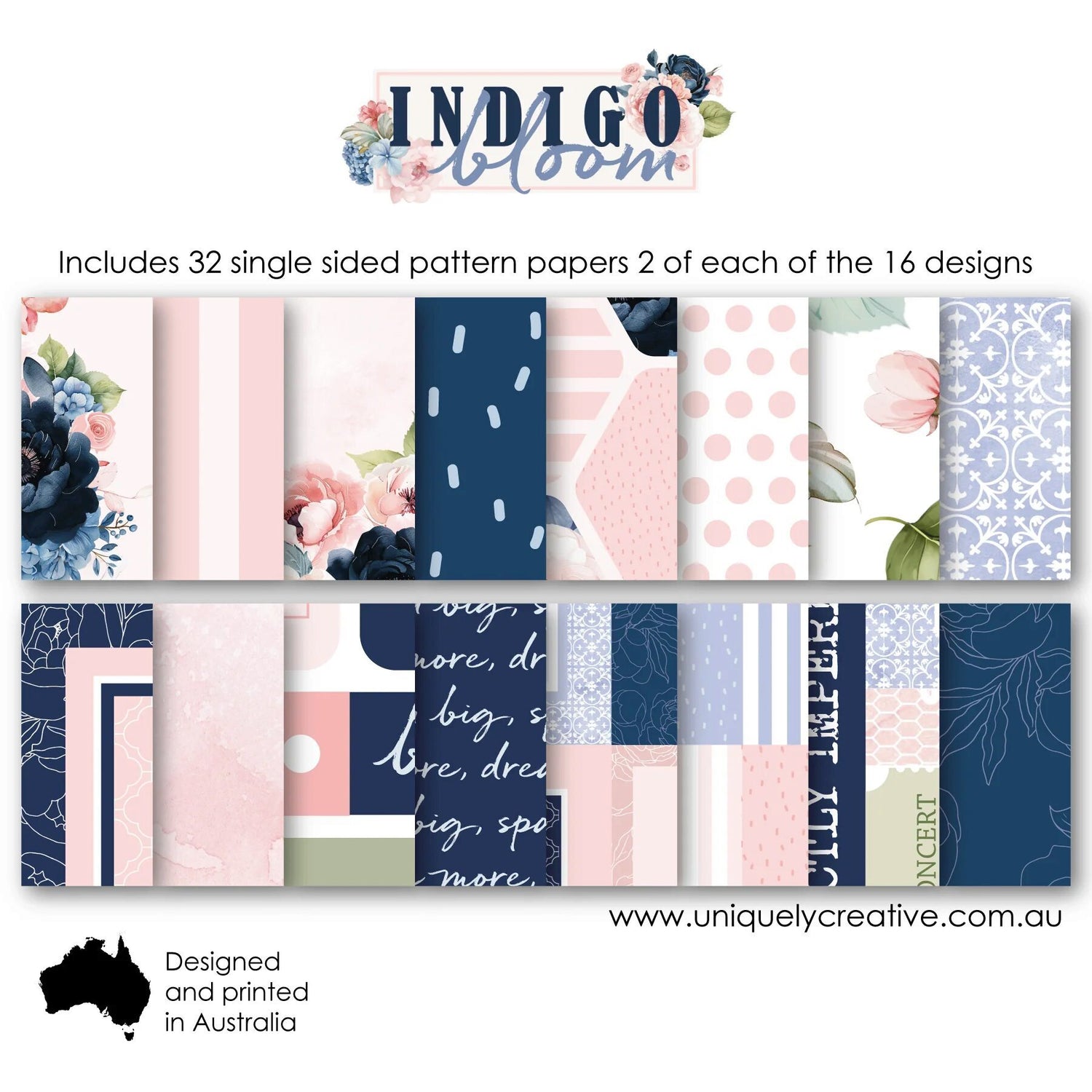 Uniquely Creative Indigo Bloom - 6x6" Collection Pack (32 papers)