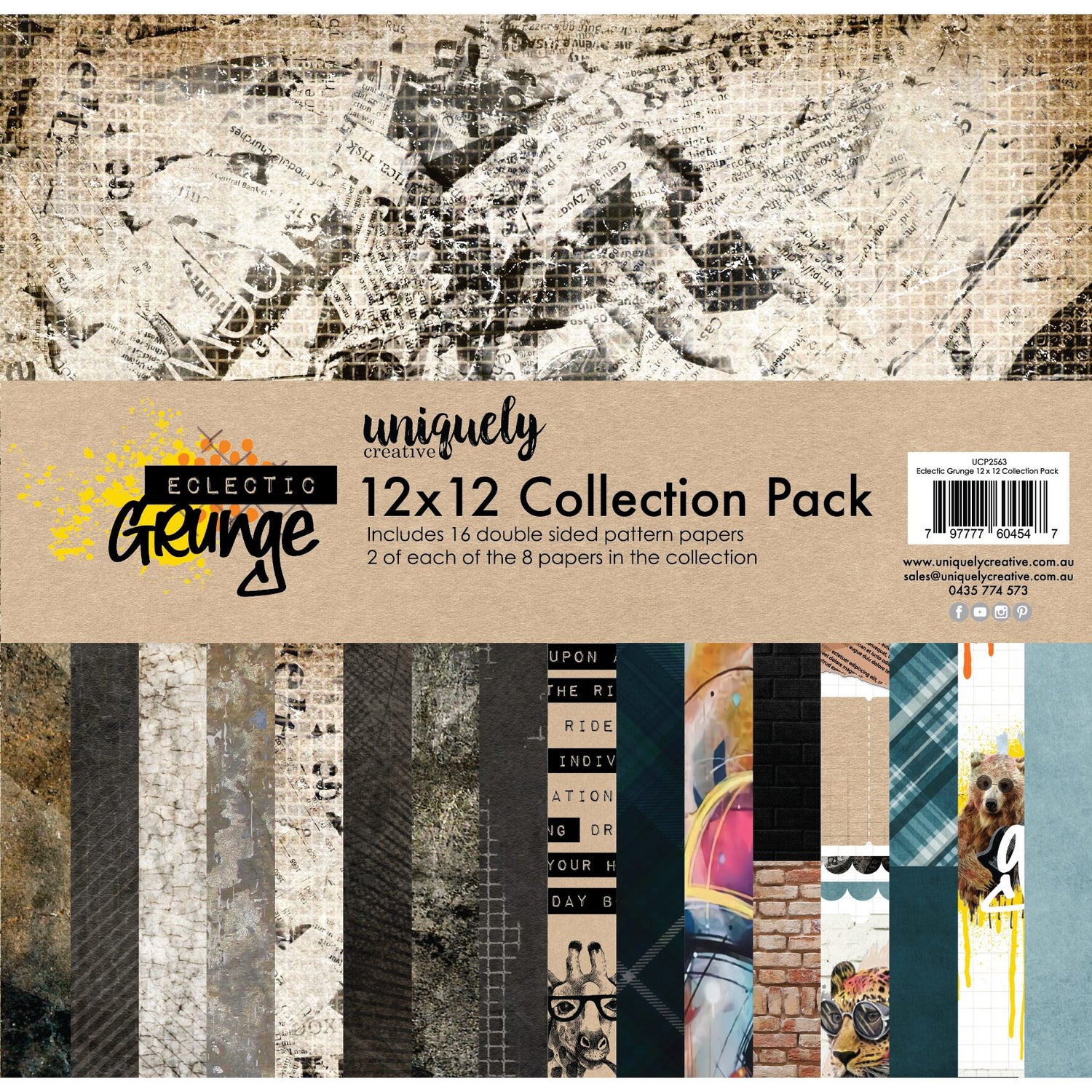 Uniquely Creative Eclectic Grunge - 12x12" Collection Pack (12 papers)