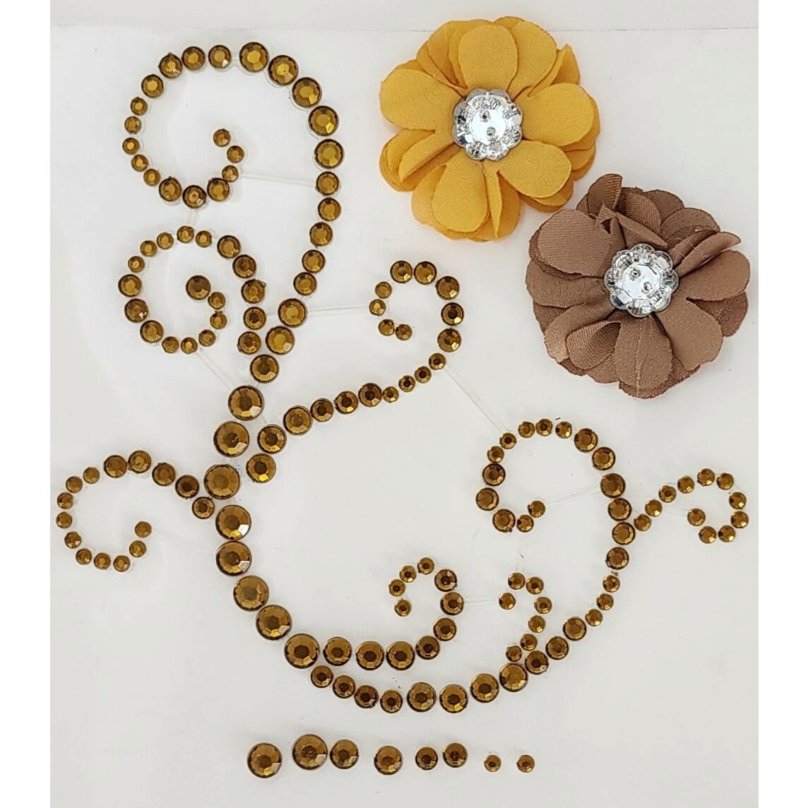 FWAB Rhinestone Flourish with Coffee & Gold Flowers