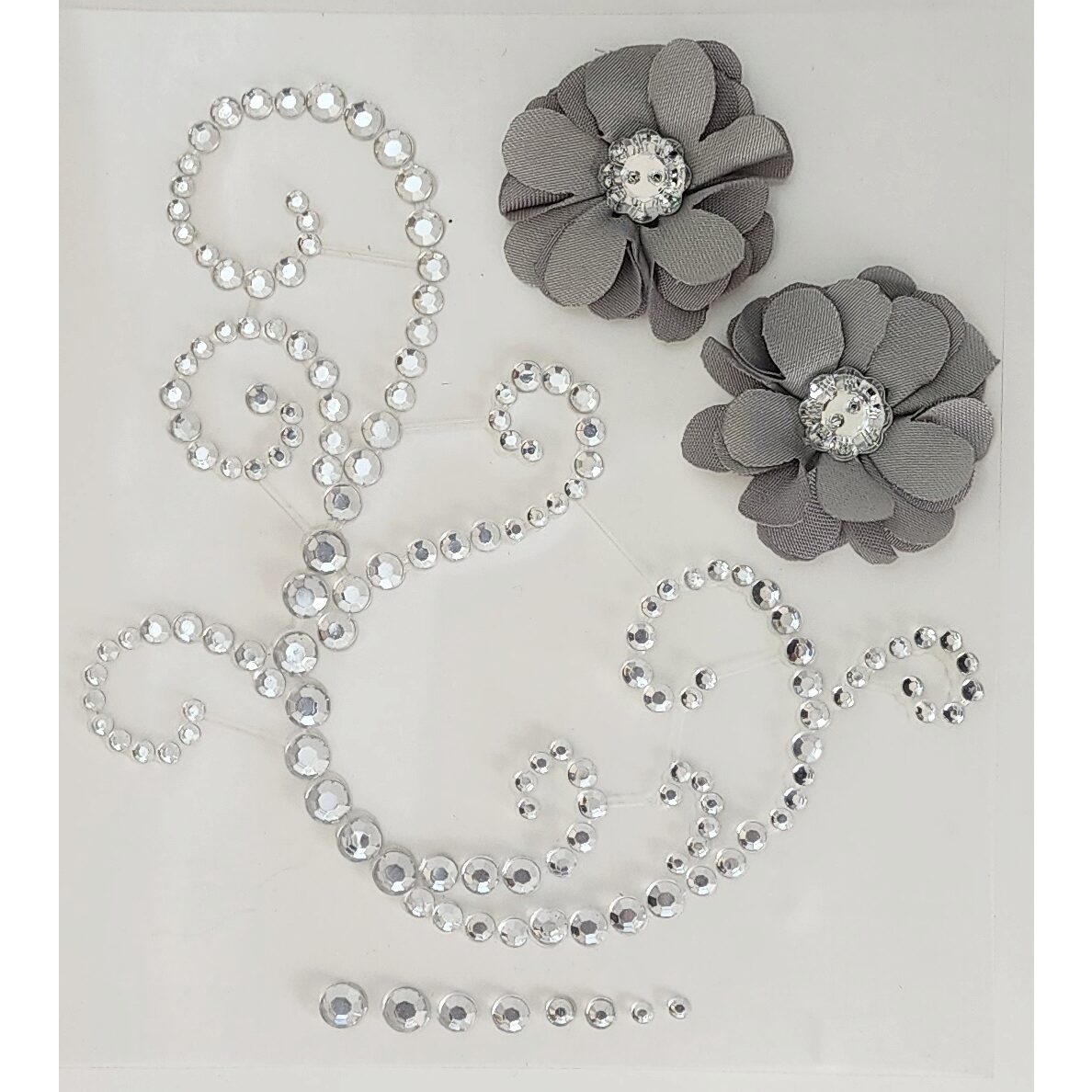 FWAB Rhinestone Flourish with Grey Flowers