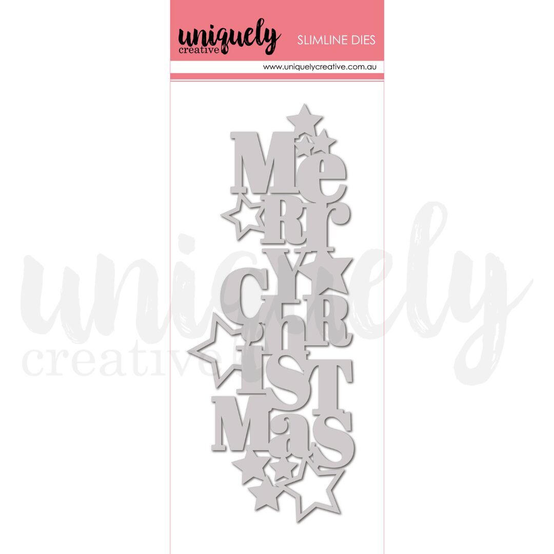 Uniquely Creative Slimline Die - Stacked Merry Christmas