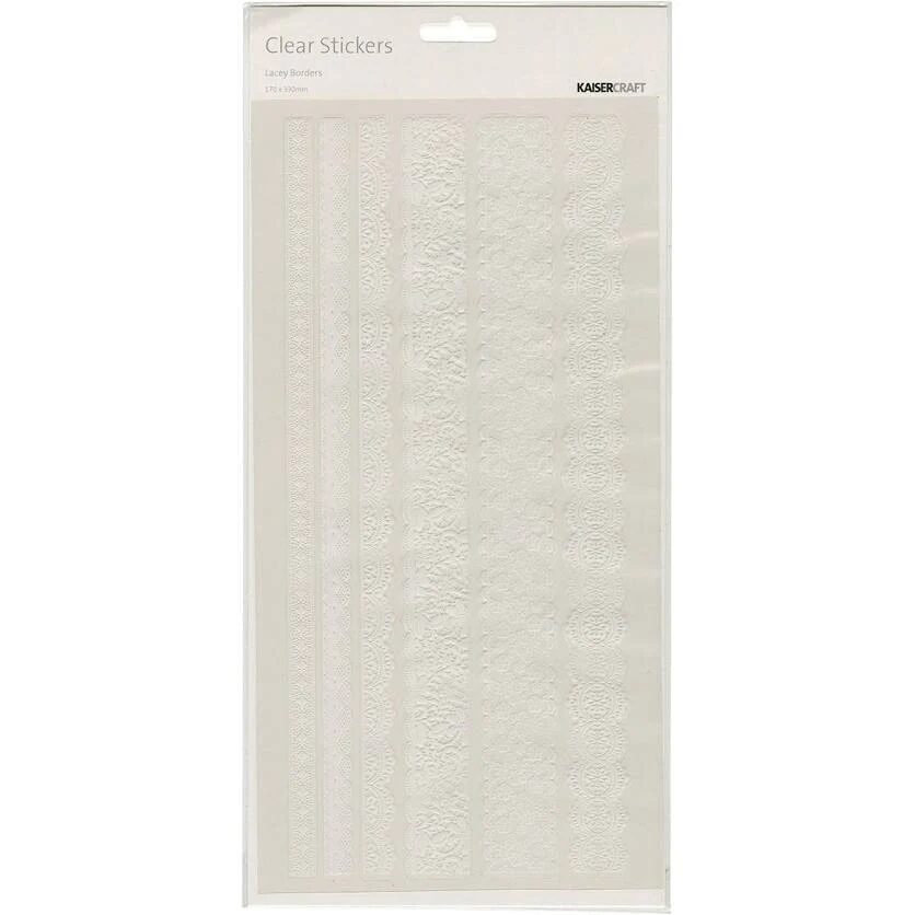 Kaisercraft Clear Stickers - Lacey Boarders - White