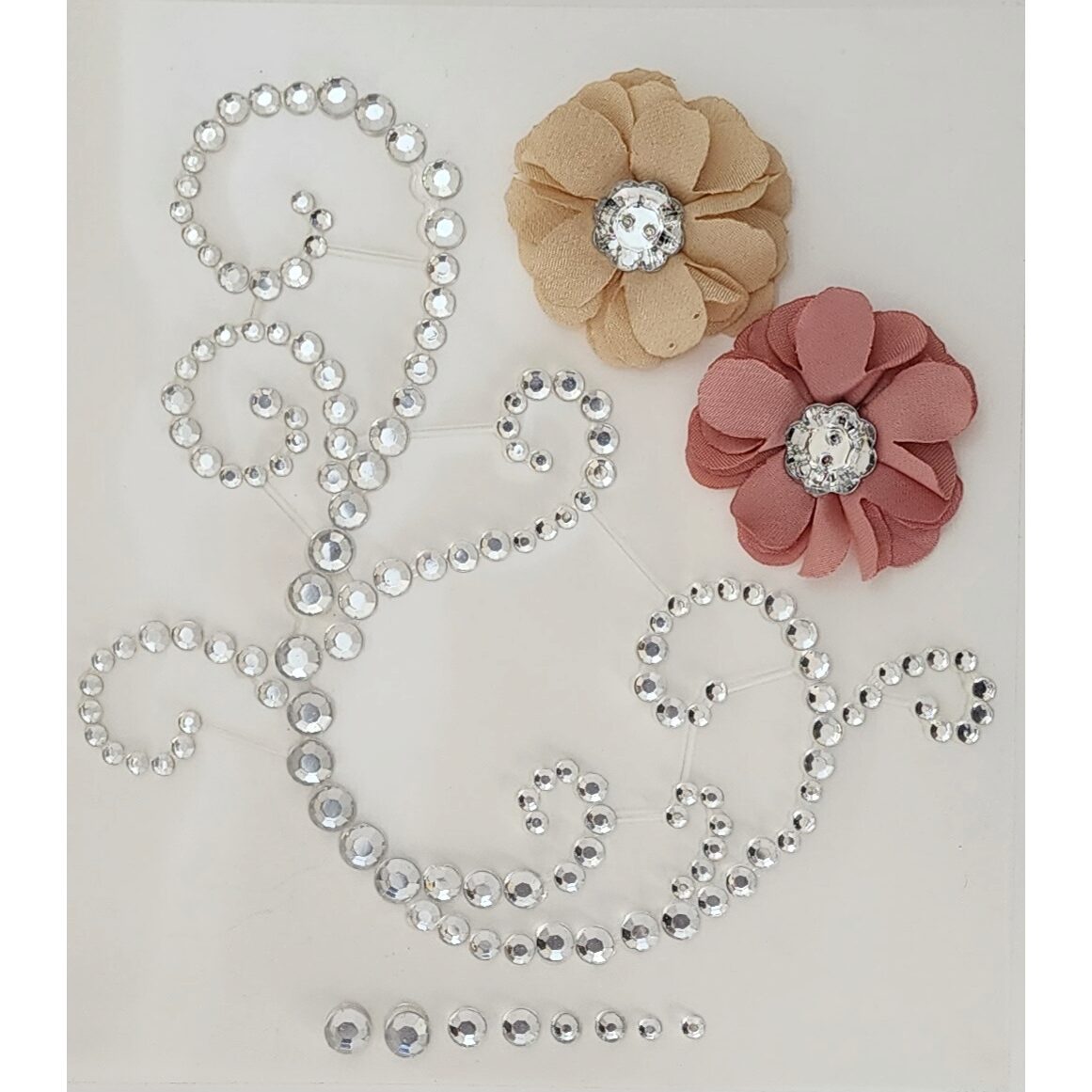 FWAB Rhinestone Flourish with Latte & Dusty Pink Flowers