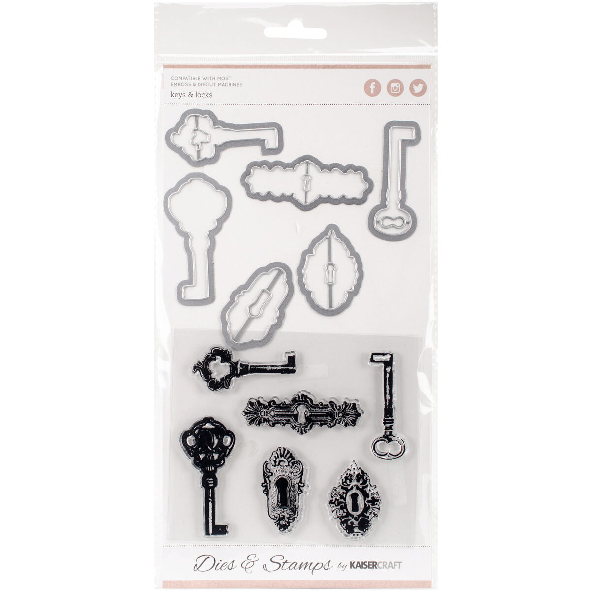 Kaisercraft Decorative Die & Stamp Set - Keys & Lock